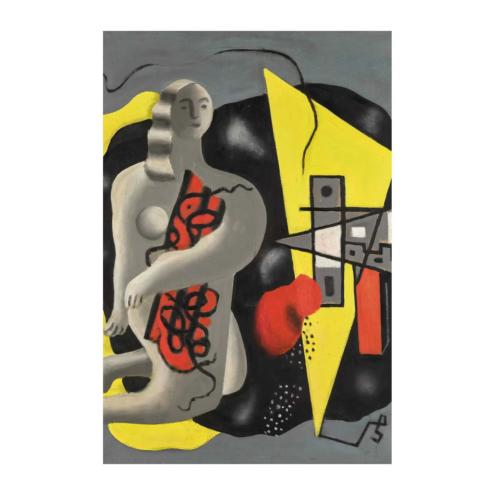 Abstract Figure Yellow Geometric Wall Art