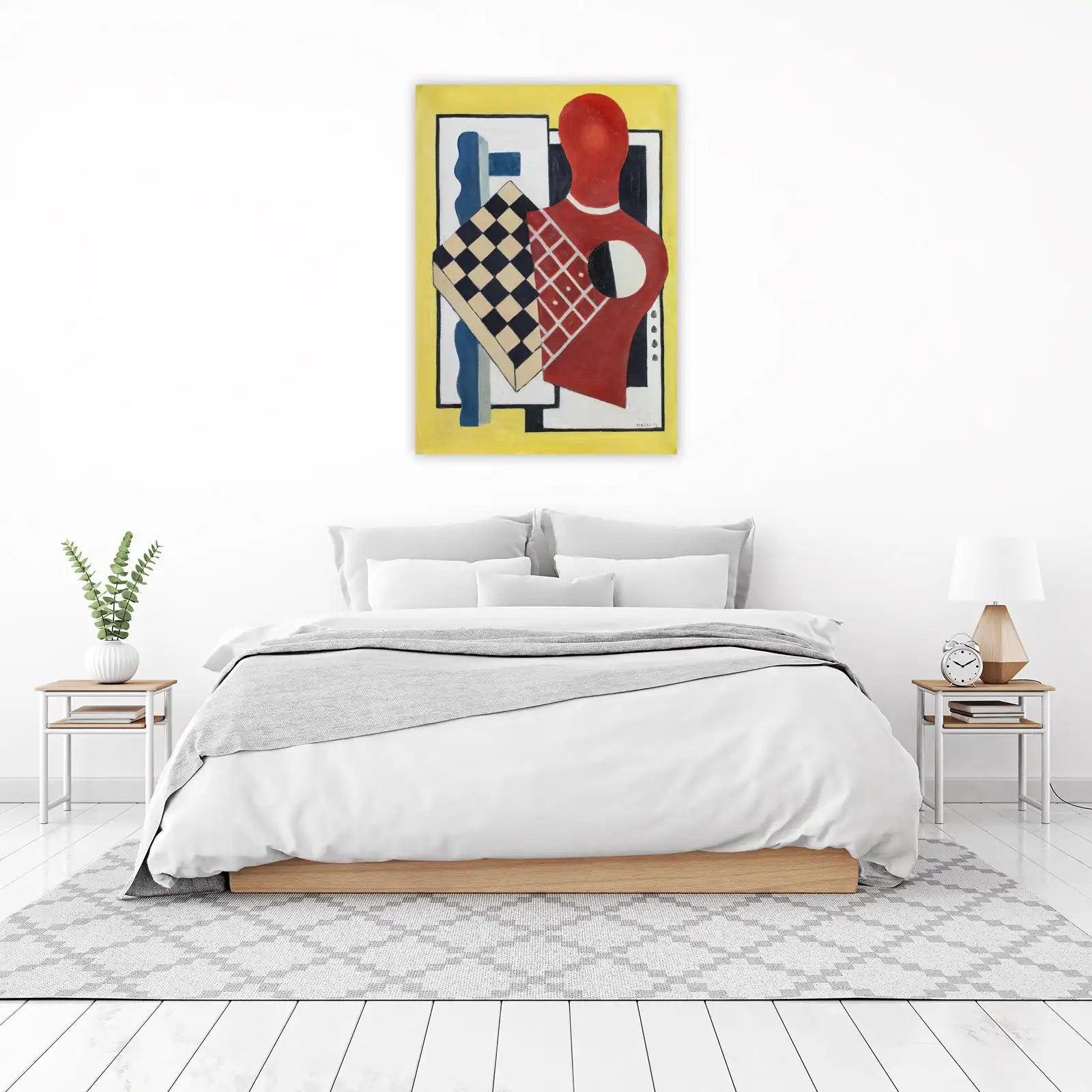Abstract Red Figure Chessboard Wall Art