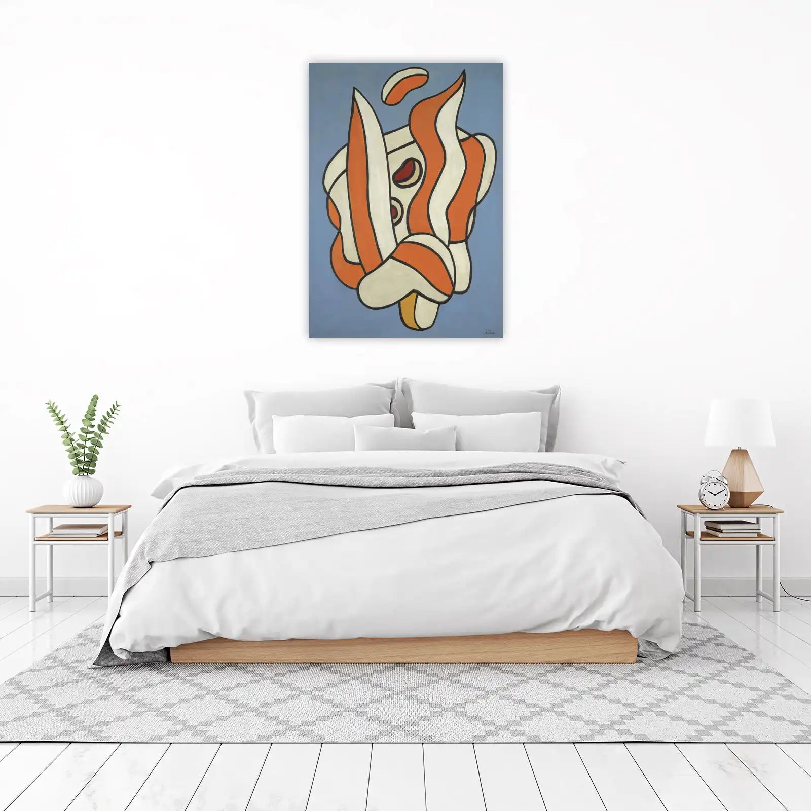 Abstract Orange & White Organic Form Wall Art
