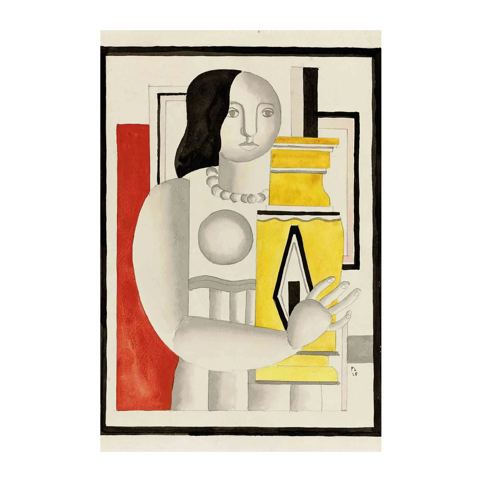 Abstract Figure Yellow Composition Wall Art