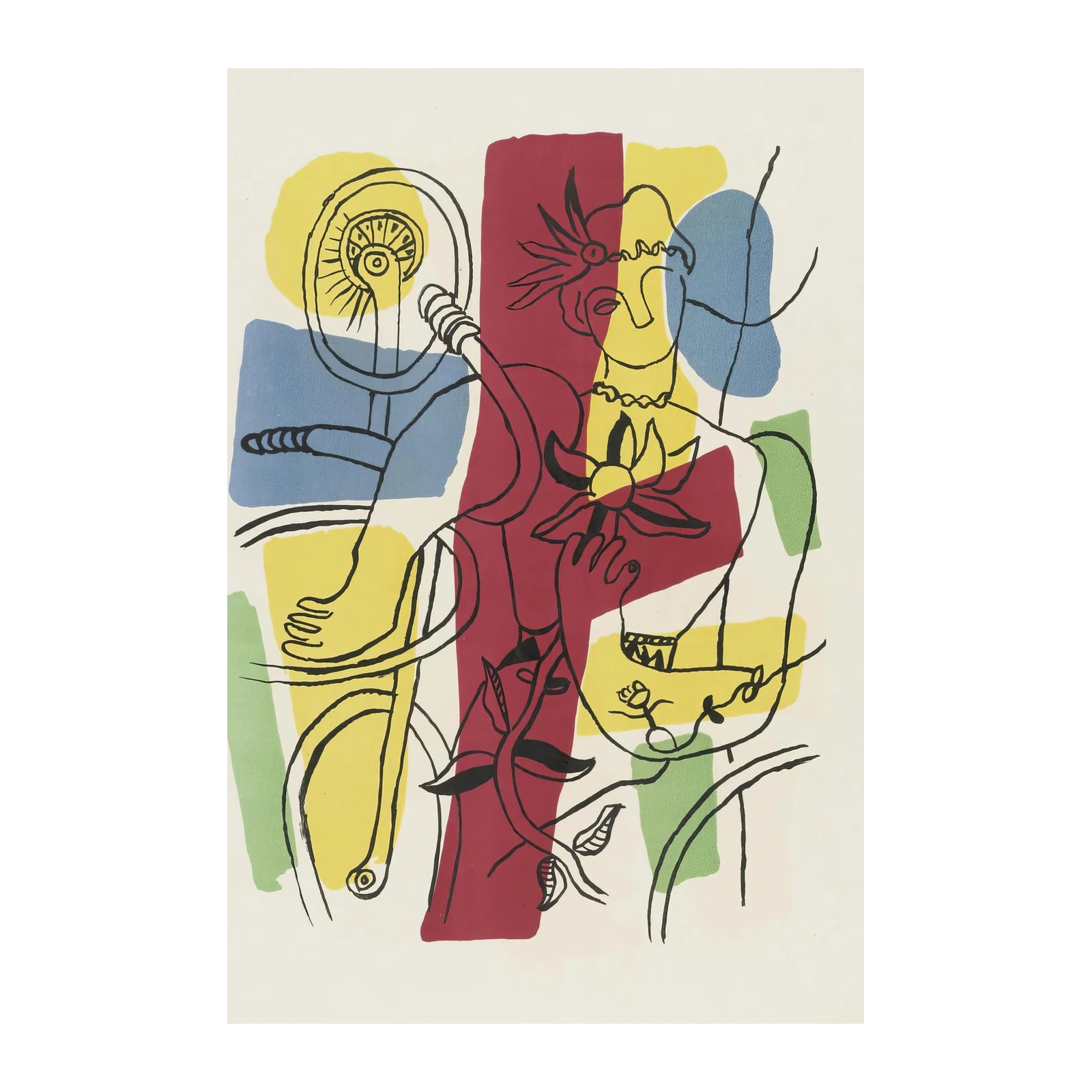 Vibrant Abstract Figure & Flower Wall Art