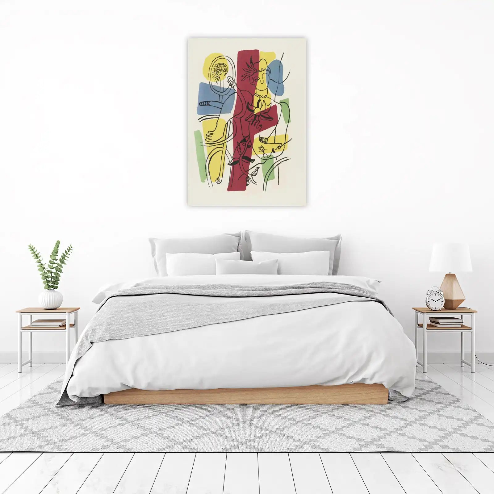 Vibrant Abstract Figure & Flower Wall Art