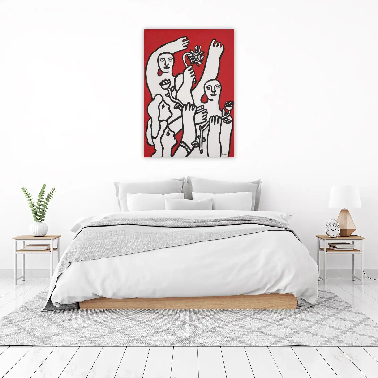 Vibrant Figures with Flowers Wall Art