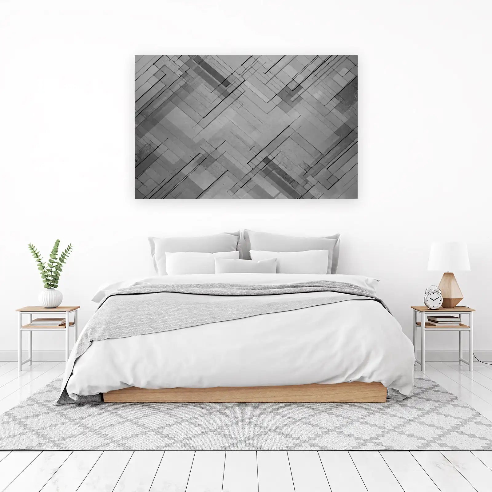 Modern Geometric Abstract Grey Wall Art