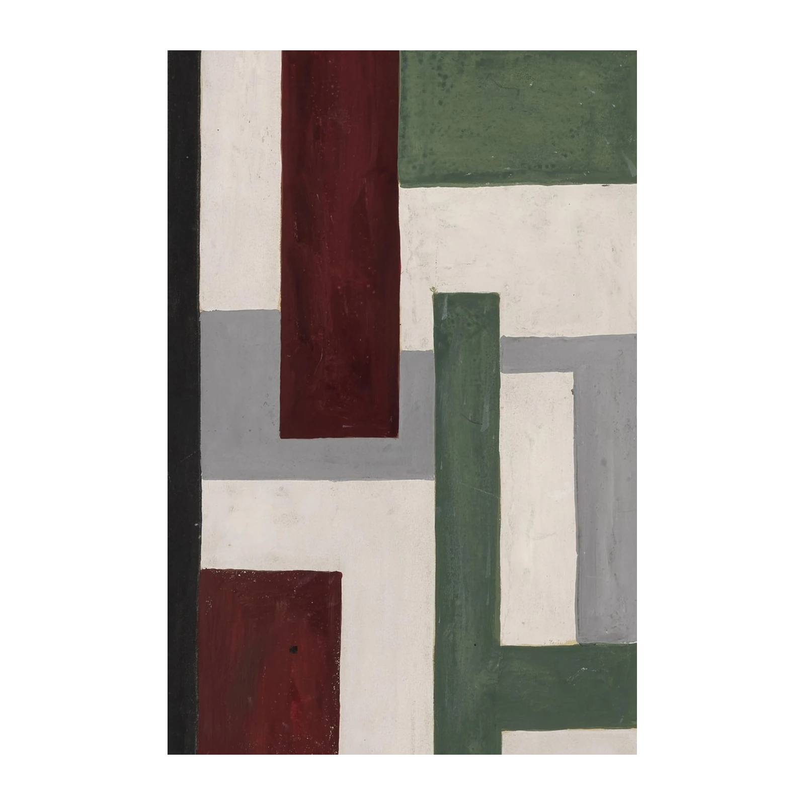 Abstract Geometric Red Green Wall Art
