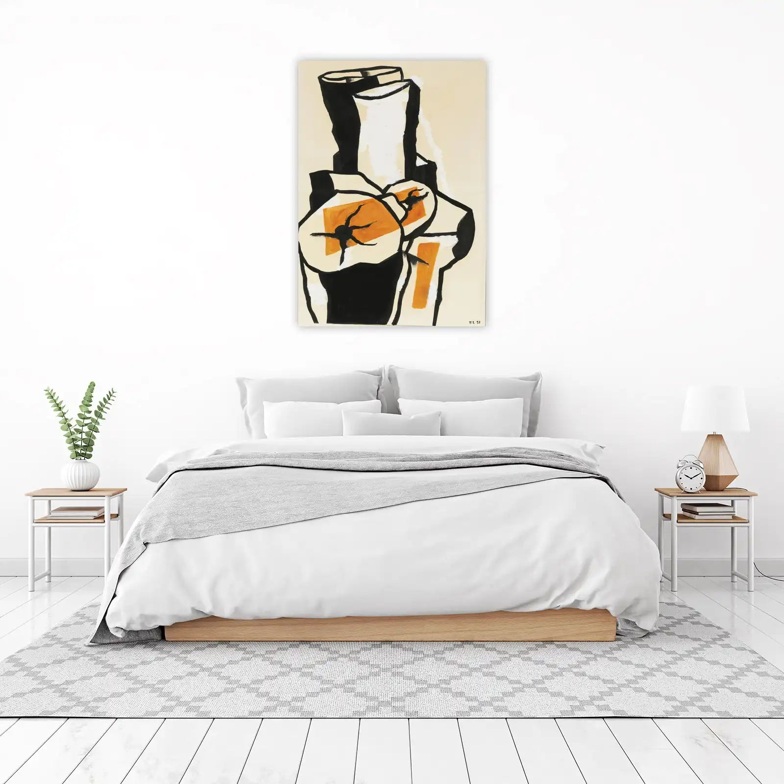 Abstract Orange & Black Figurative Wall Art