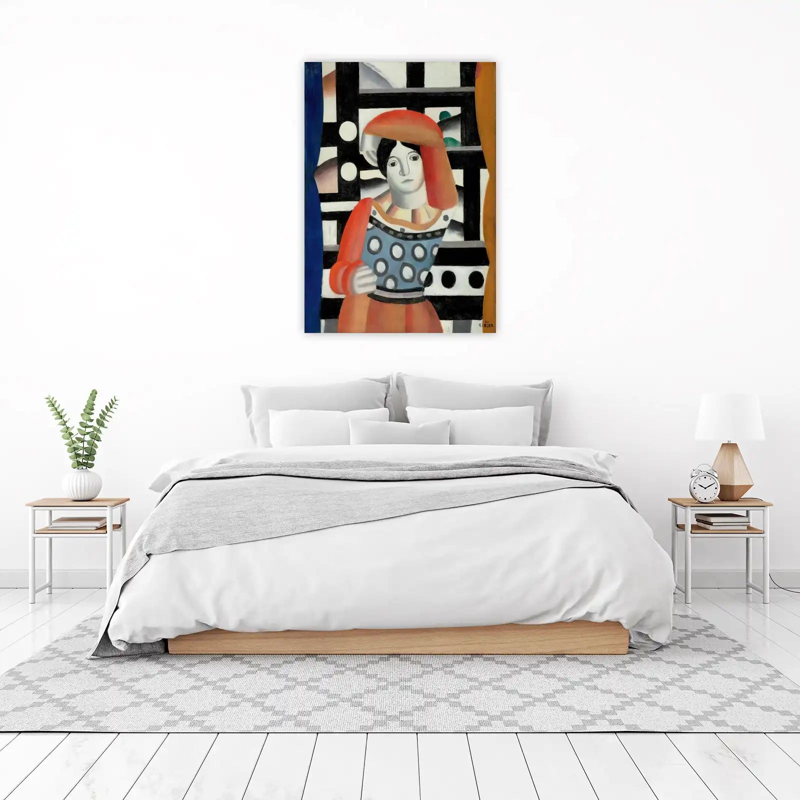 Abstract Portrait Red Orange Hat Wall Art