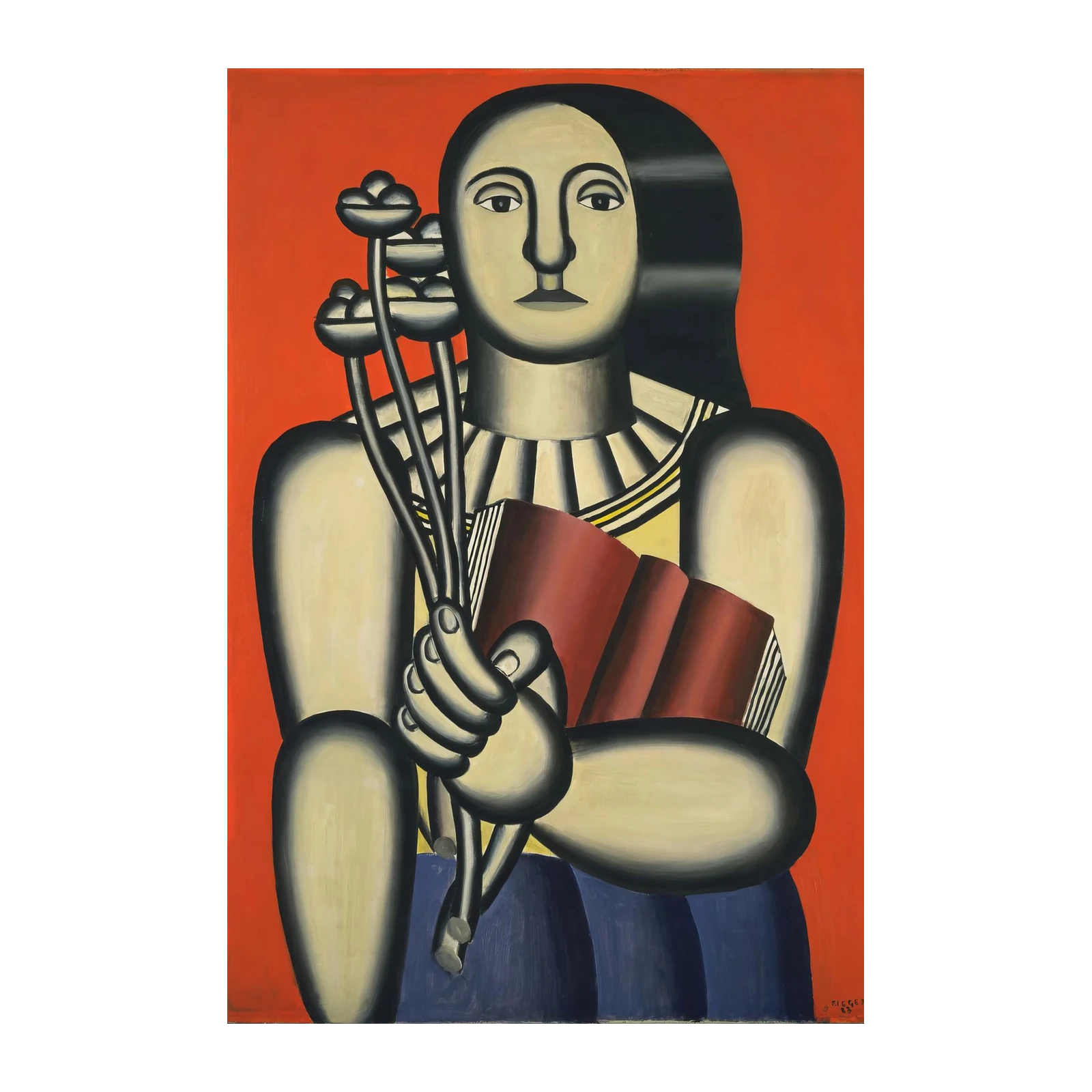 Modern Woman with Flowers & Book Wall Art