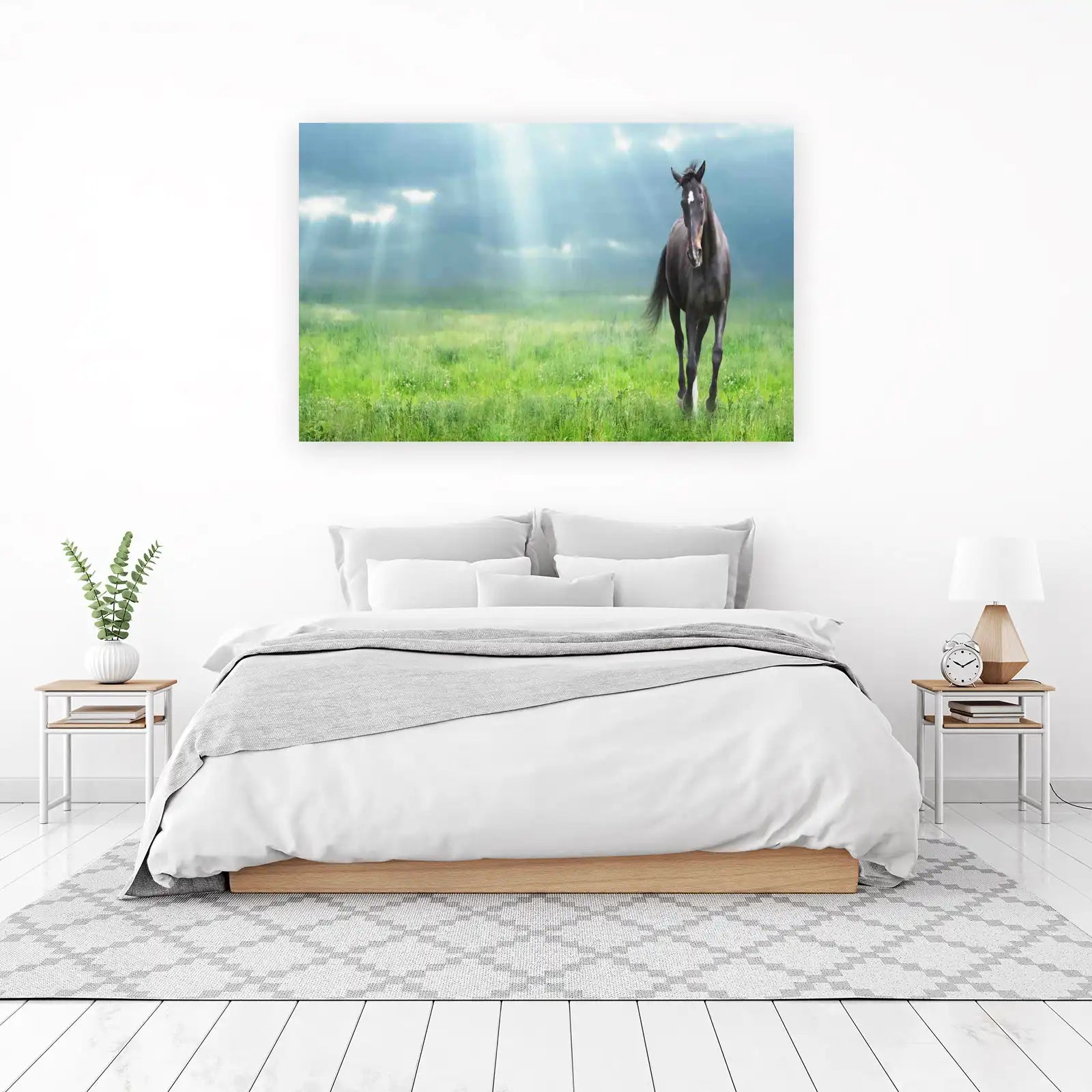 Majestic Black Horse Field Wall Art