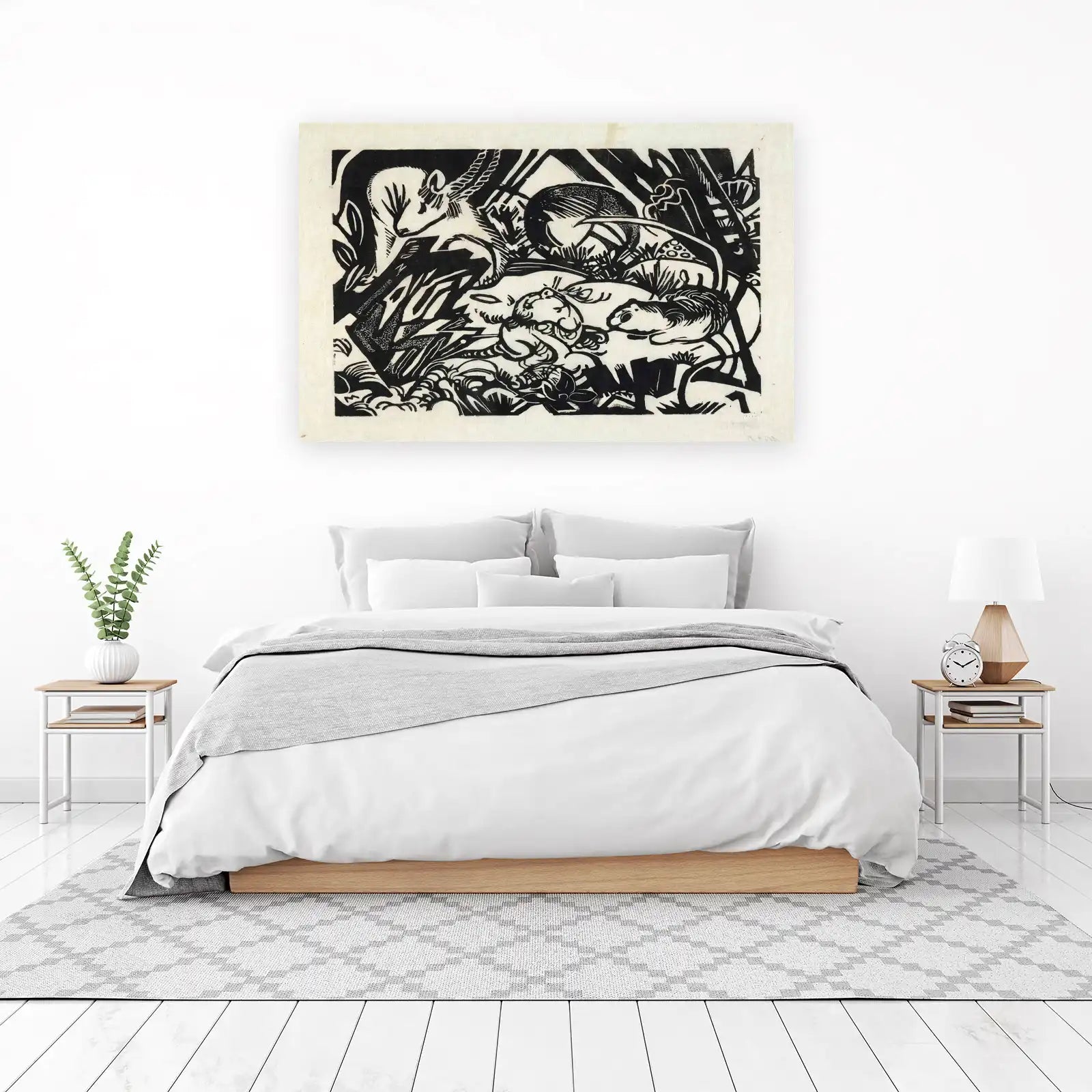 Whimsical Woodland Animals Black & White Wall Art