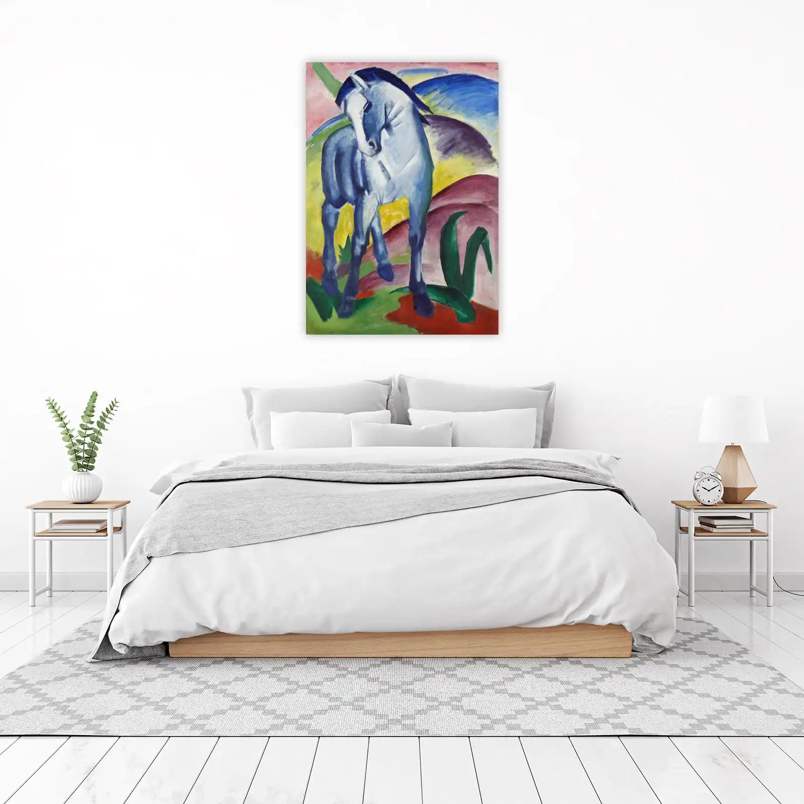 Vibrant Blue Horse Expressionist Wall Art