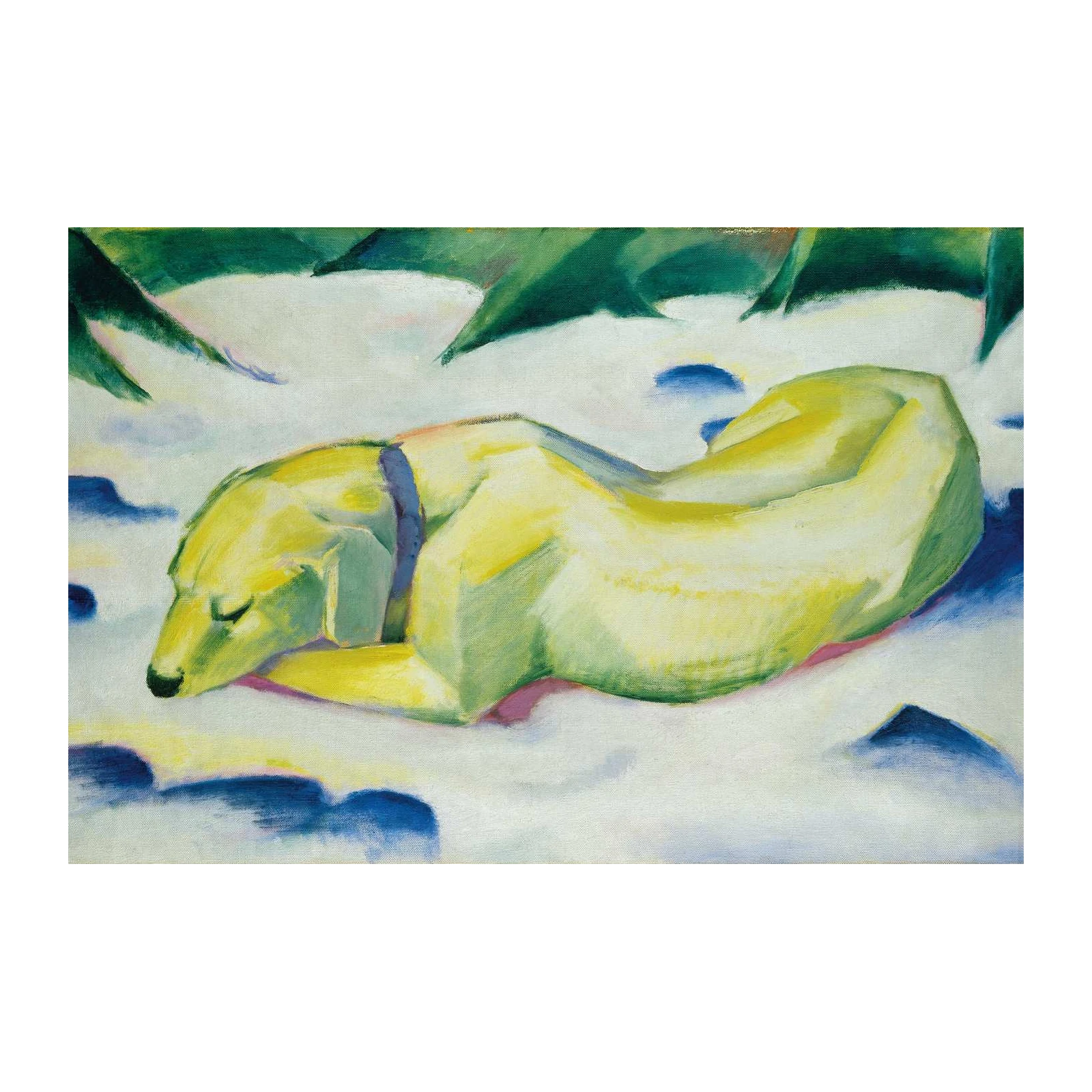 Vibrant Dog in Snow Expressionist Wall Art