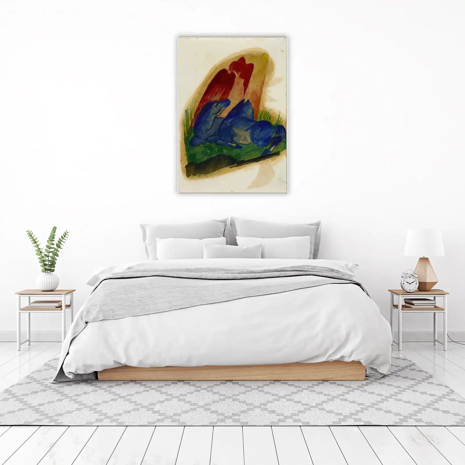 Vibrant Blue Horses Abstract Art Wall Art