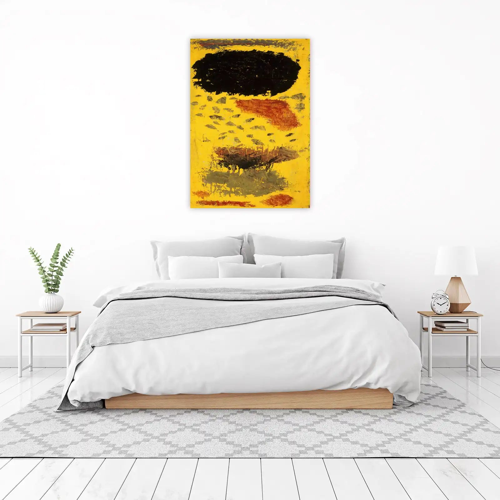 Abstract Yellow Black Textured Wall Art