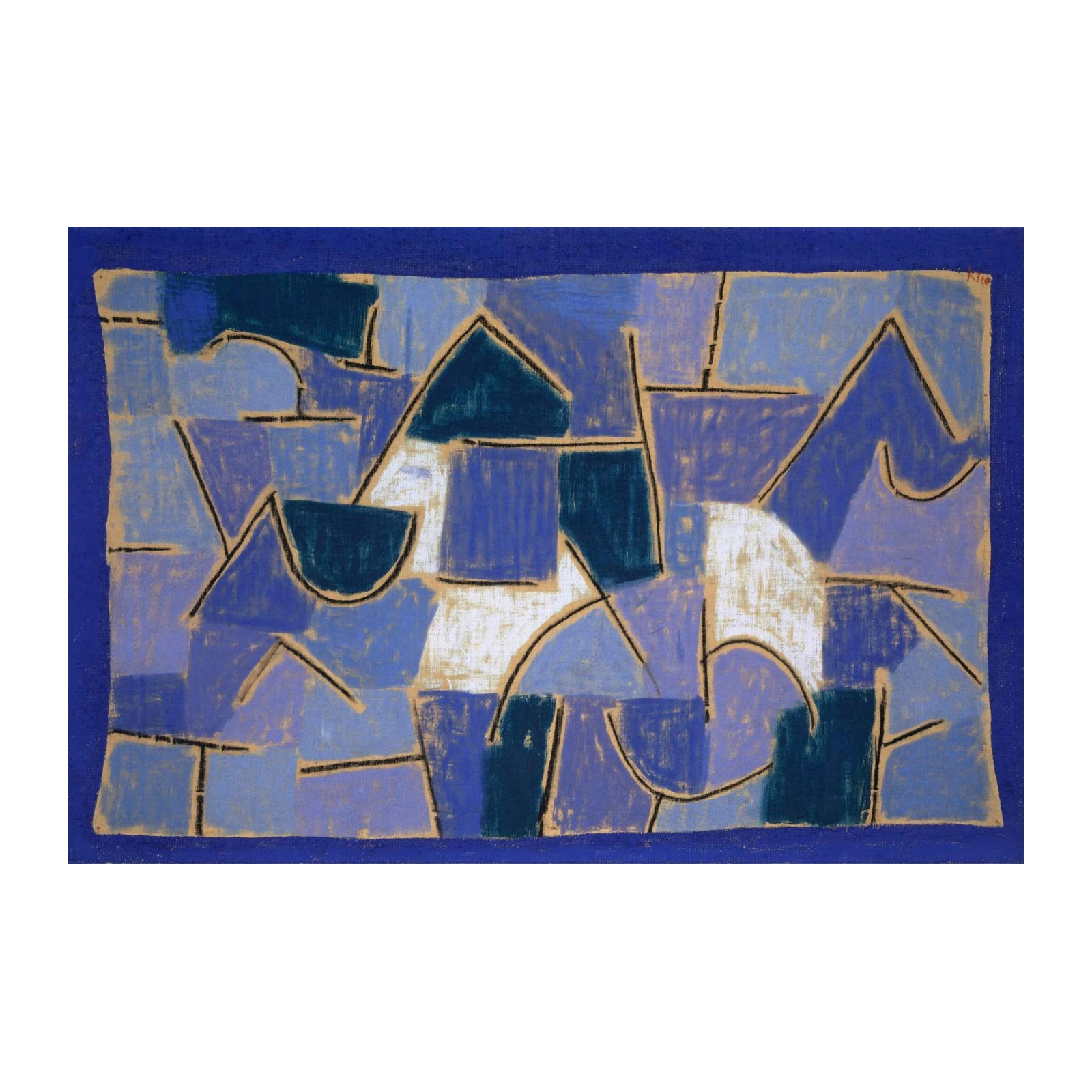 Abstract Blue Geometric Forms Wall Art