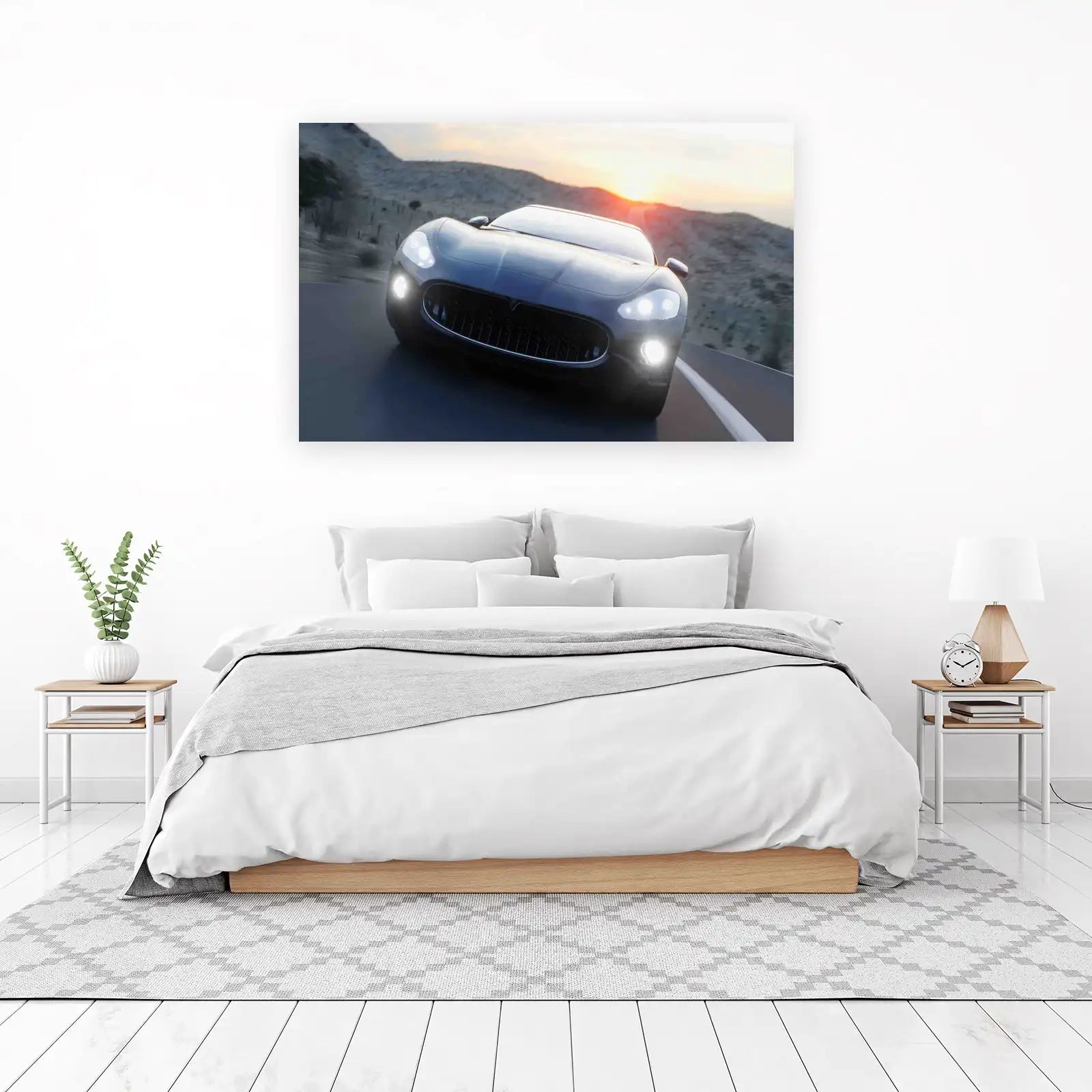 Luxury Sports Car Sunset Drive Wall Art