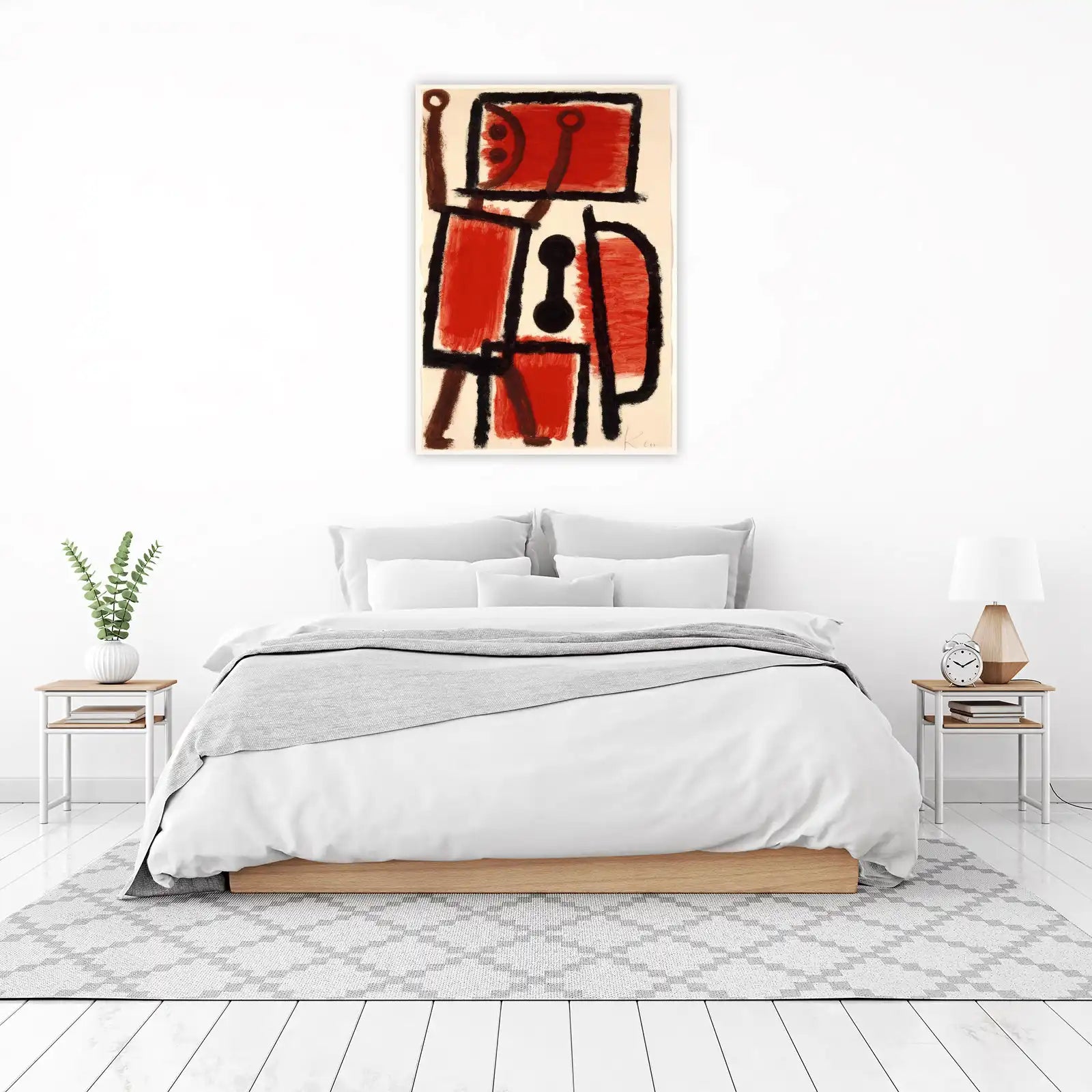 Bold Red Abstract Figure Wall Art