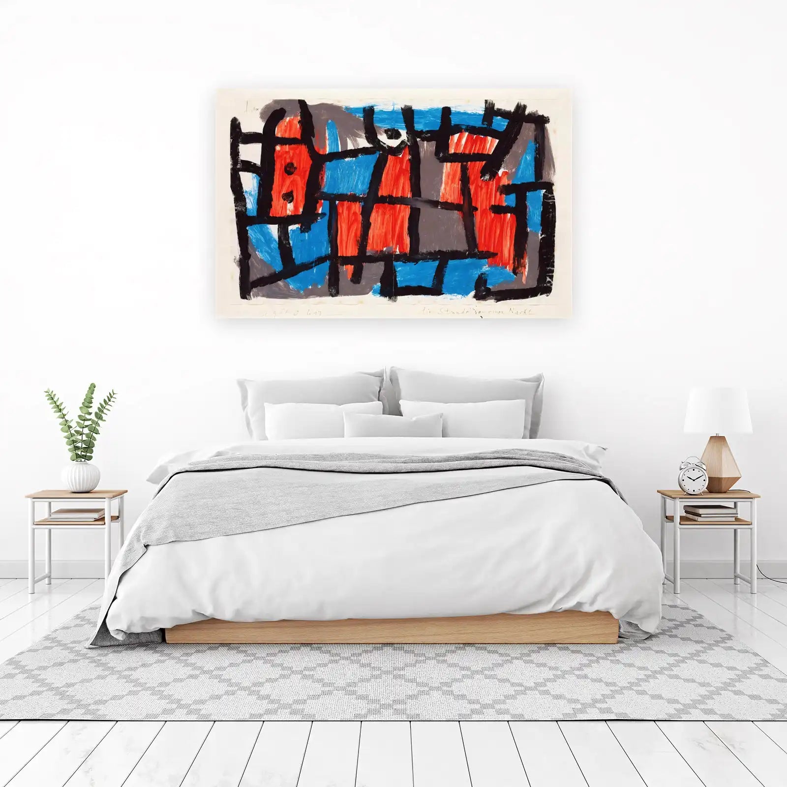 Bold Abstract Red Blue Geometric Wall Art