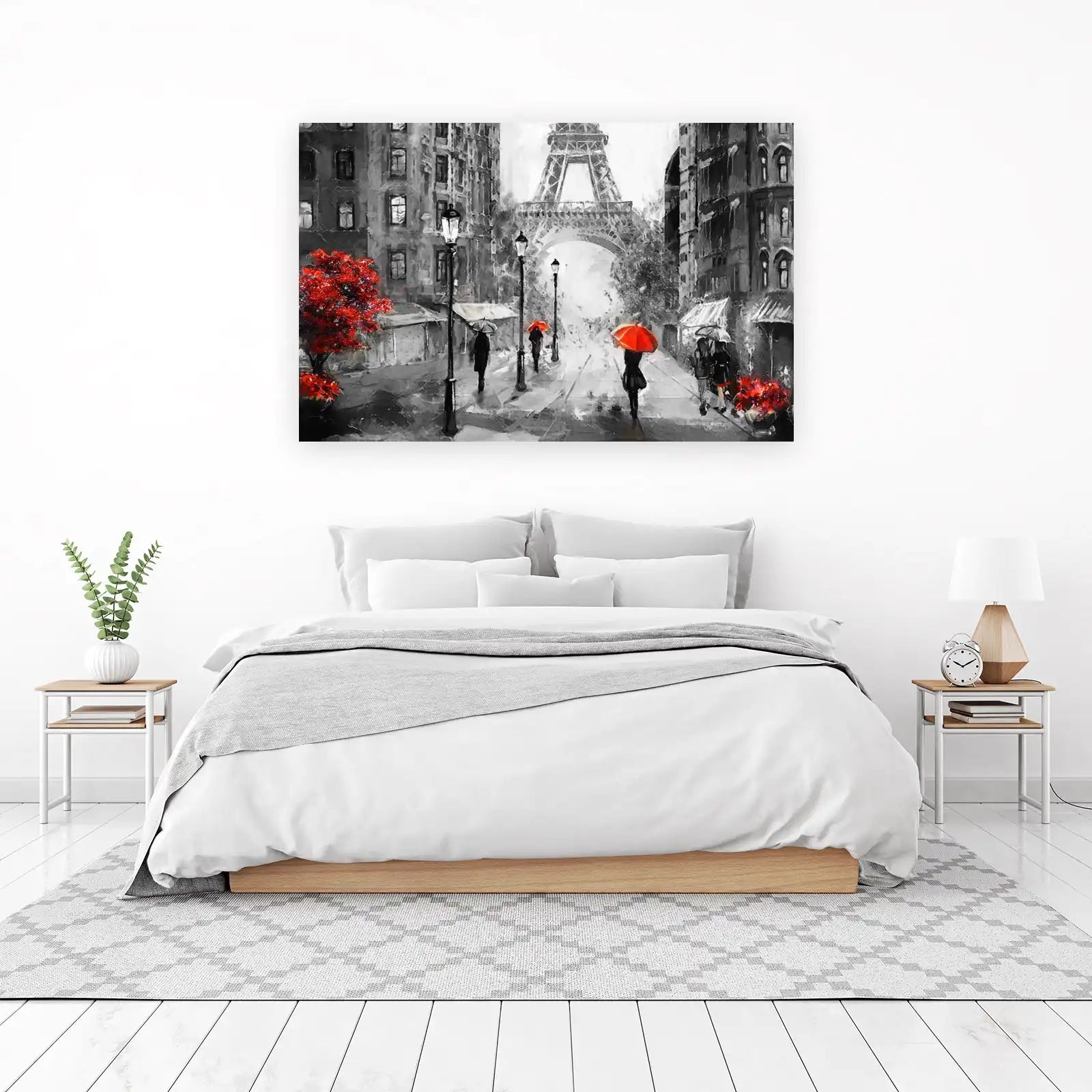 Parisian Rain Red Umbrella Wall Art