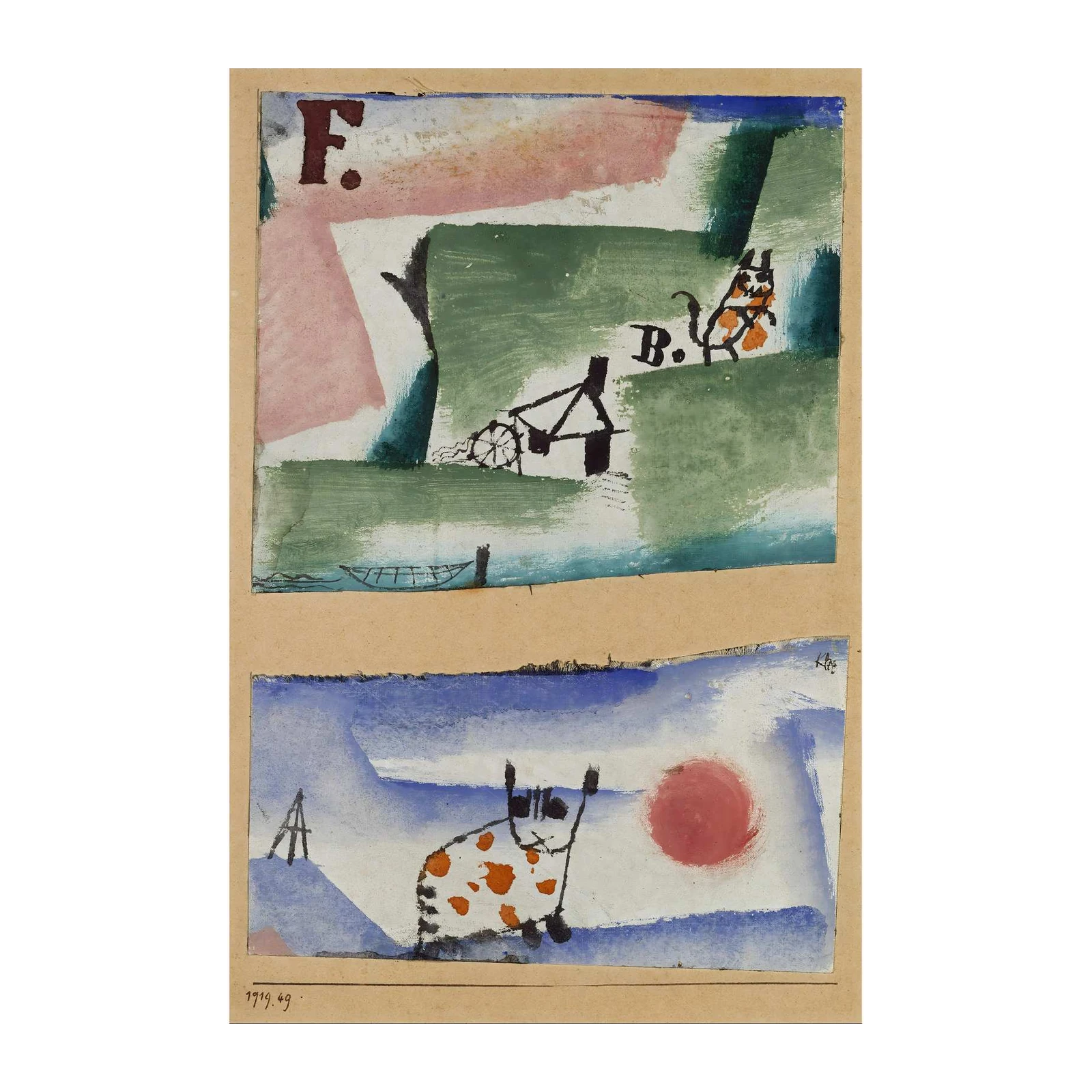 Whimsical Cats Landscape Vintage Art Wall Art
