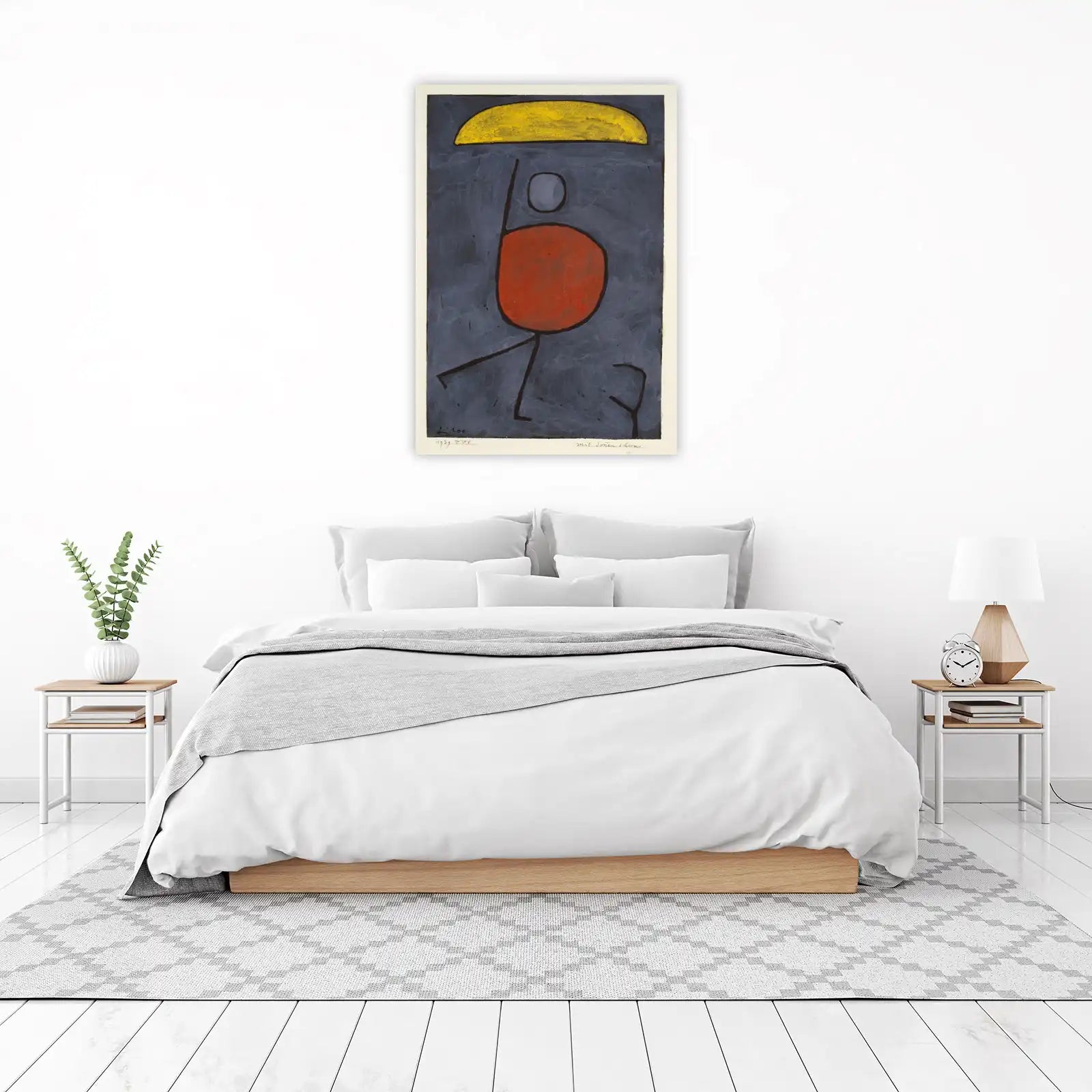 Abstract Figure Yellow Sun Wall Art