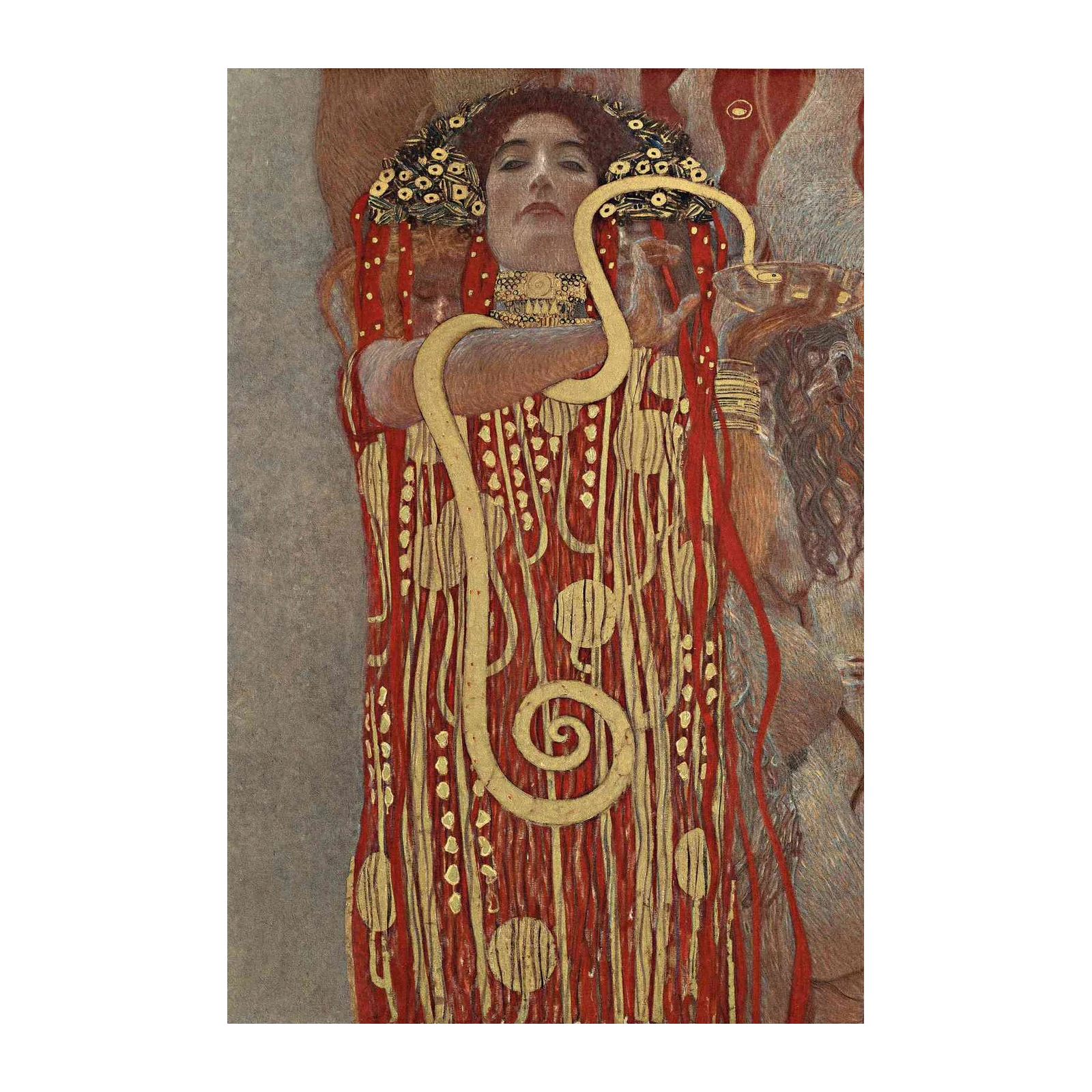 Elegant Woman Snake Gold Red Art Wall Art