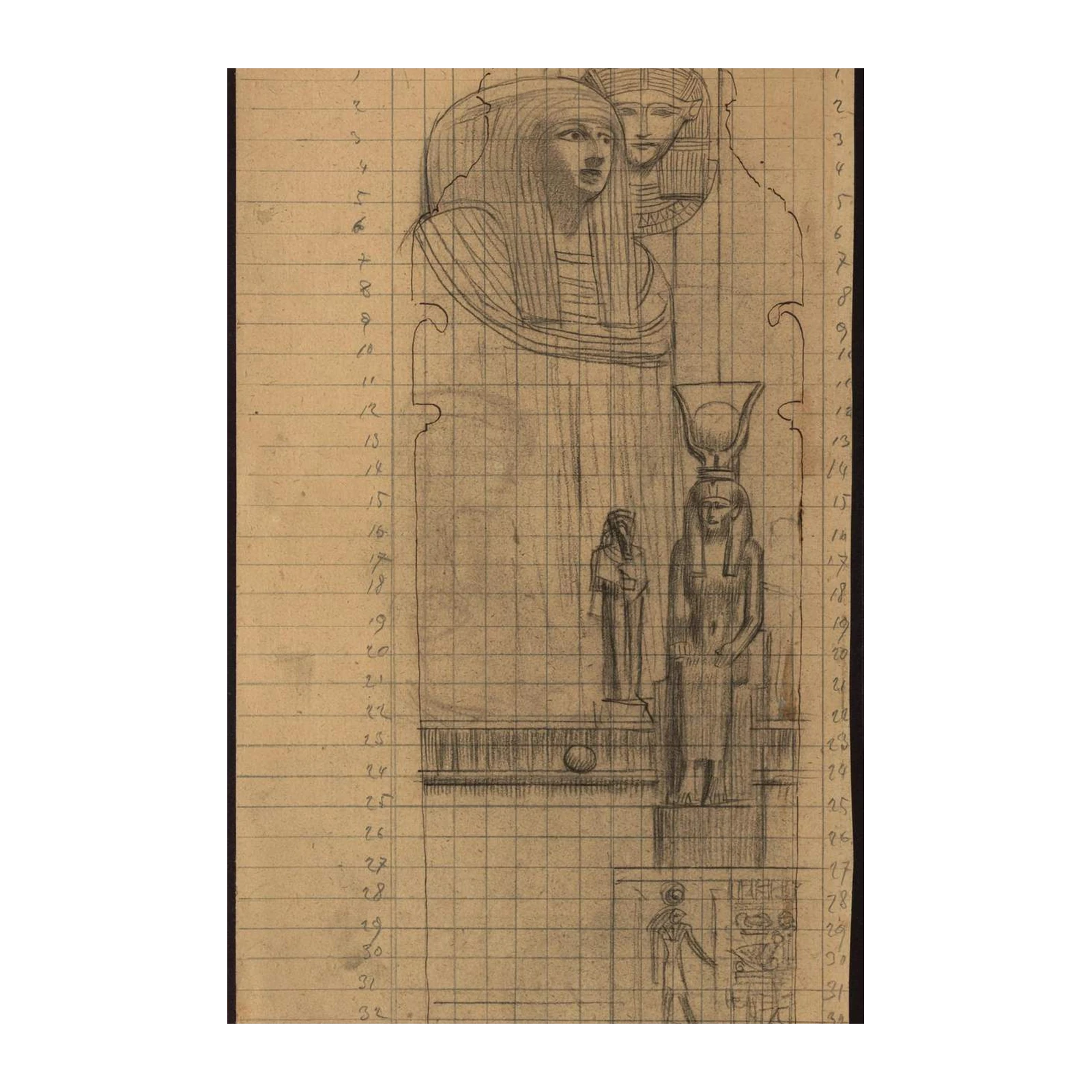 Ancient Egyptian Figures Sketch Wall Art