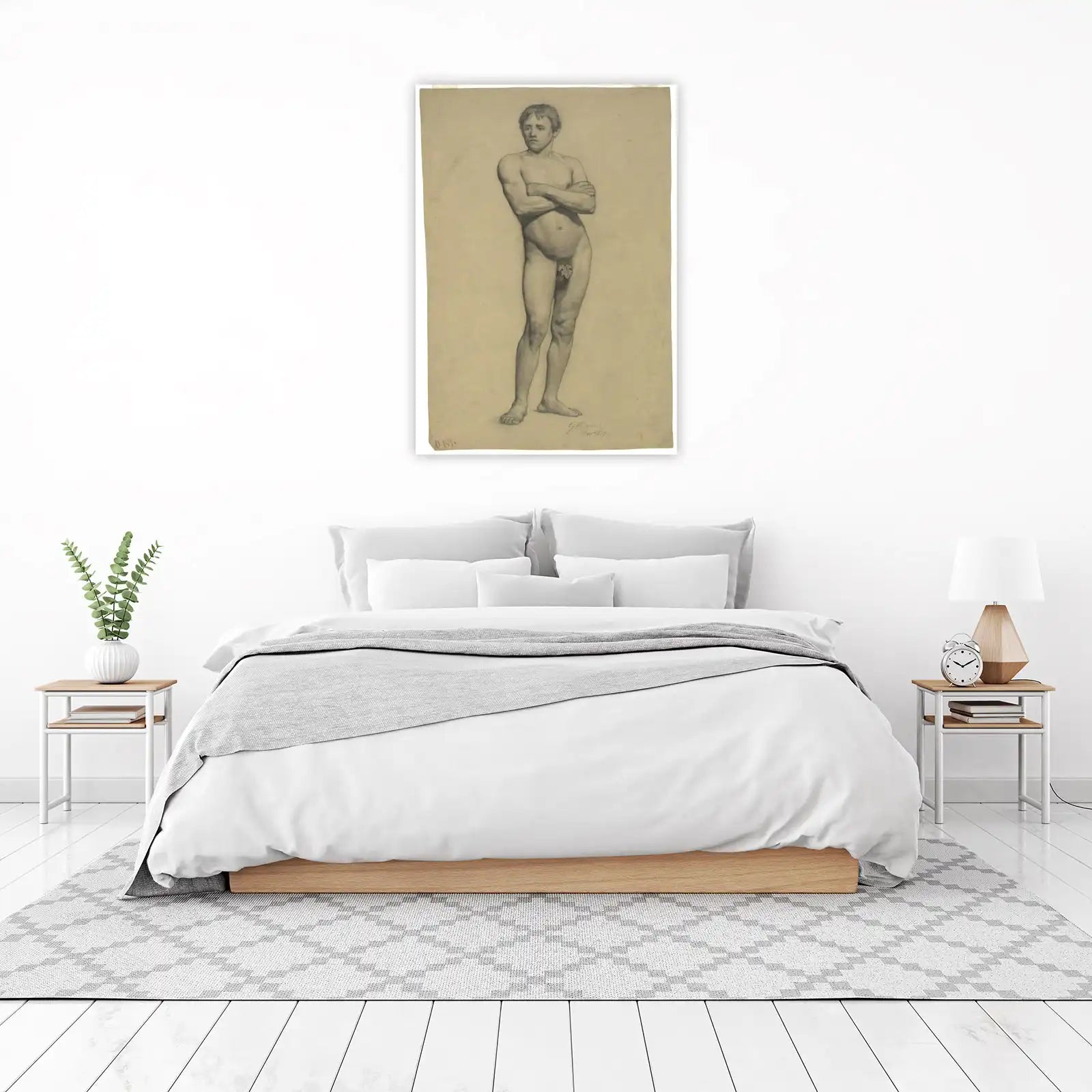 Classical Male Nude Study Graphite Art Wall Art
