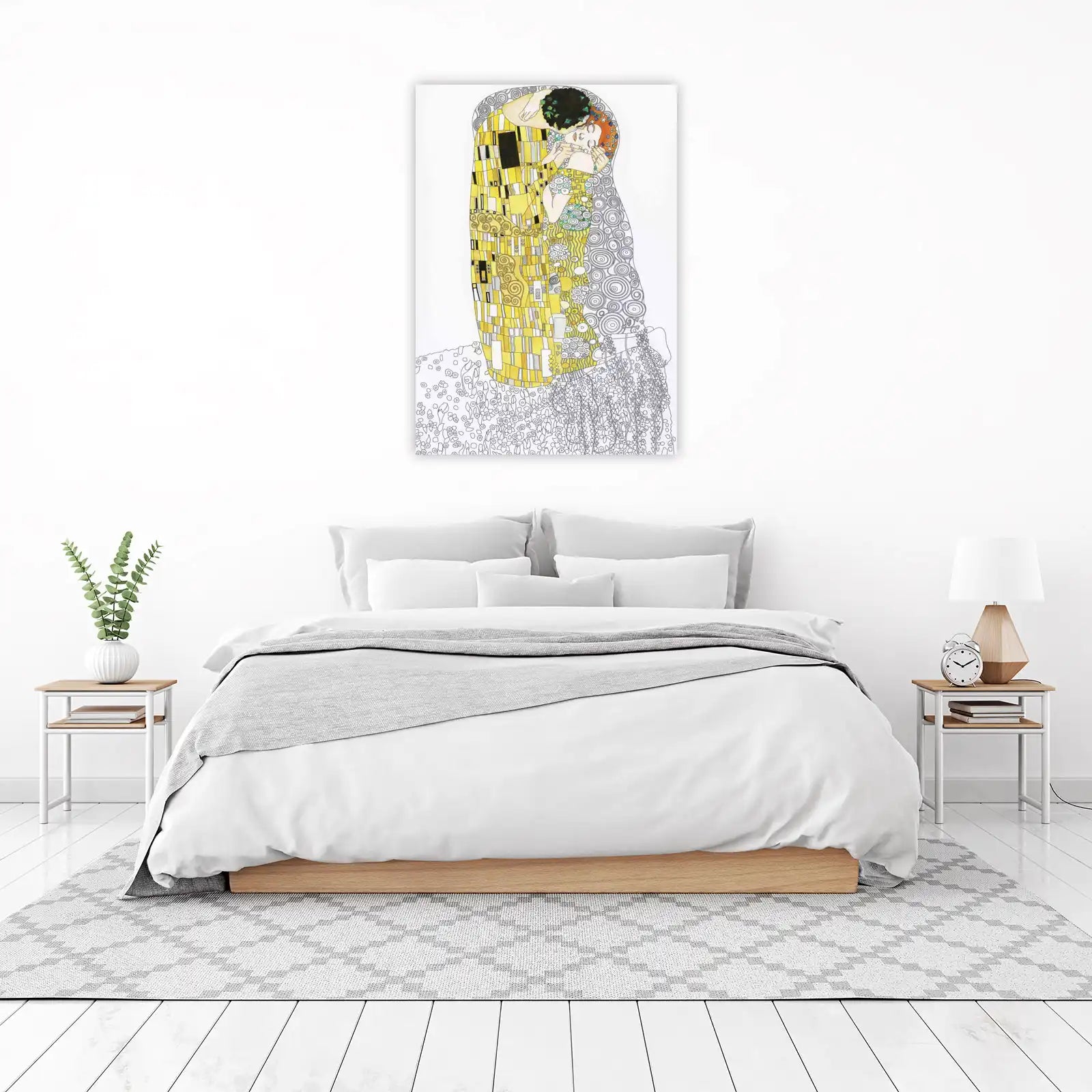 Gustav Klimt The Kiss Gold Floral Wall Art