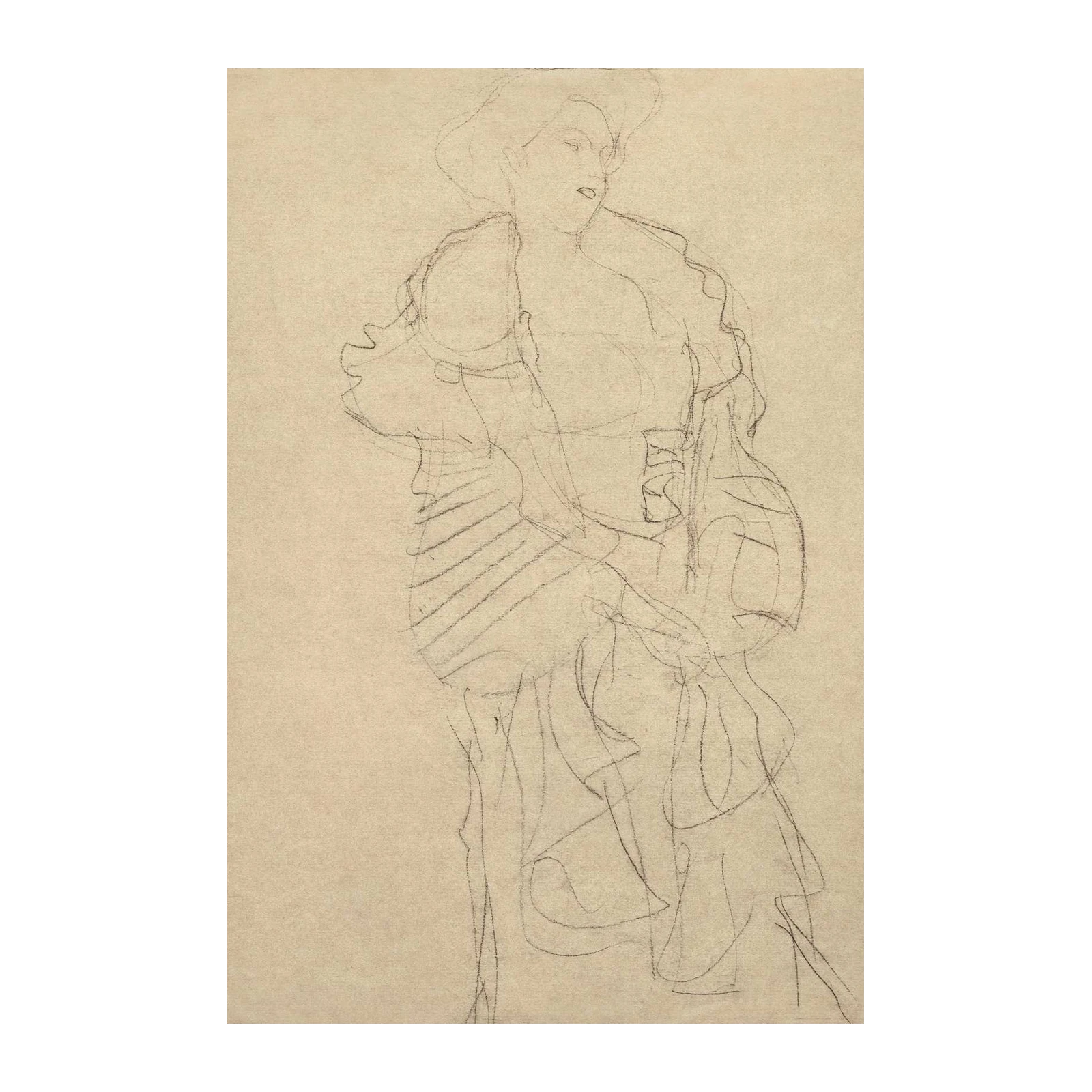 Elegant Woman Sketch Wall Art | Vintage Art Wall Decor