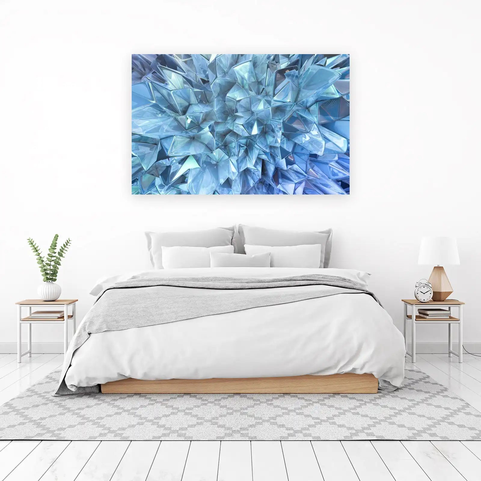 Icy Crystal Abstract Geometric Wall Art