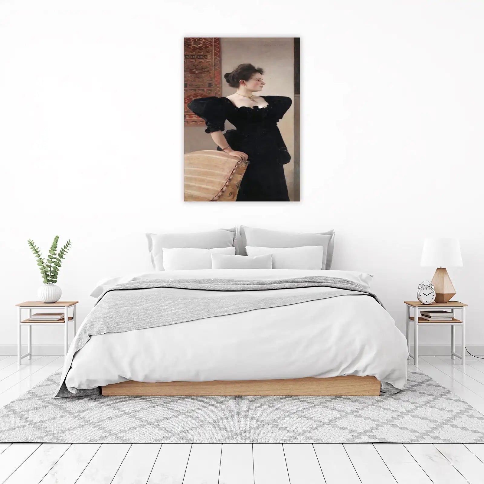 Elegant Woman in Black Gustav Klimt Wall Art