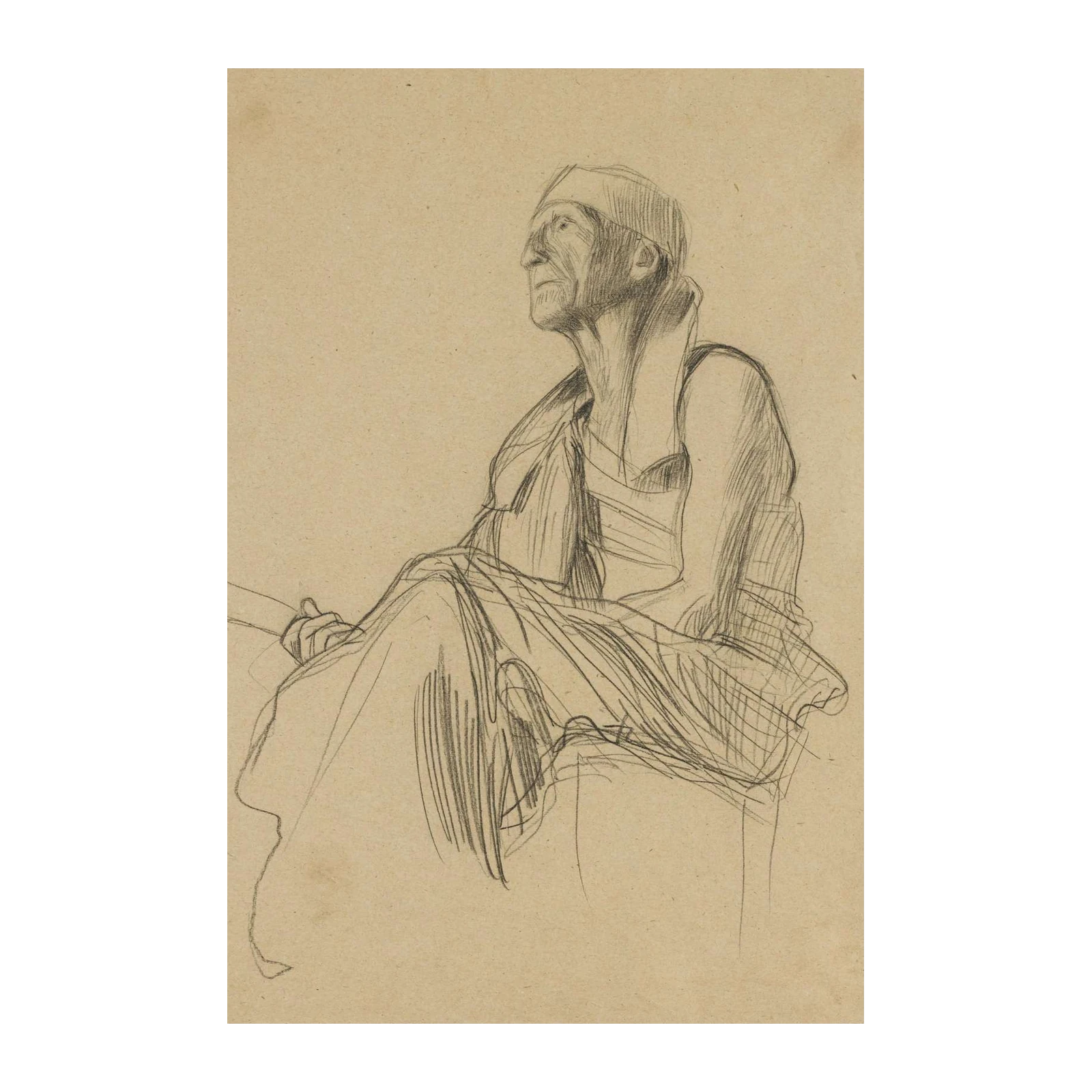 Expressive Figure Study Pencil Sketch Wall Art