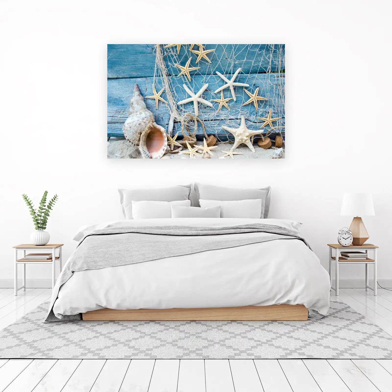 Coastal Starfish & Shells Beach Scene Wall Art