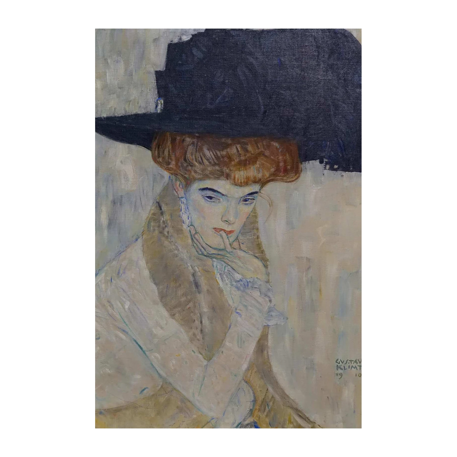 Gustav Klimt Woman in Black Hat Wall Art