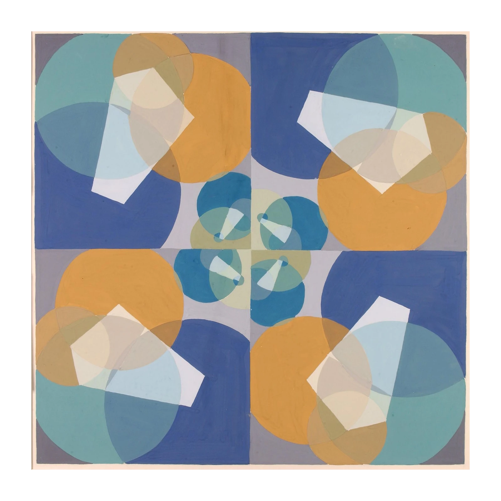 Geometric Harmony Blue & Gold Wall Art