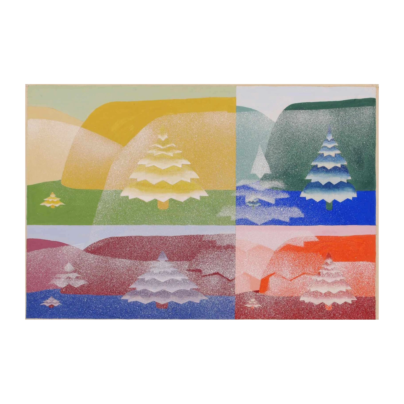 Vibrant Abstract Christmas Trees Wall Art