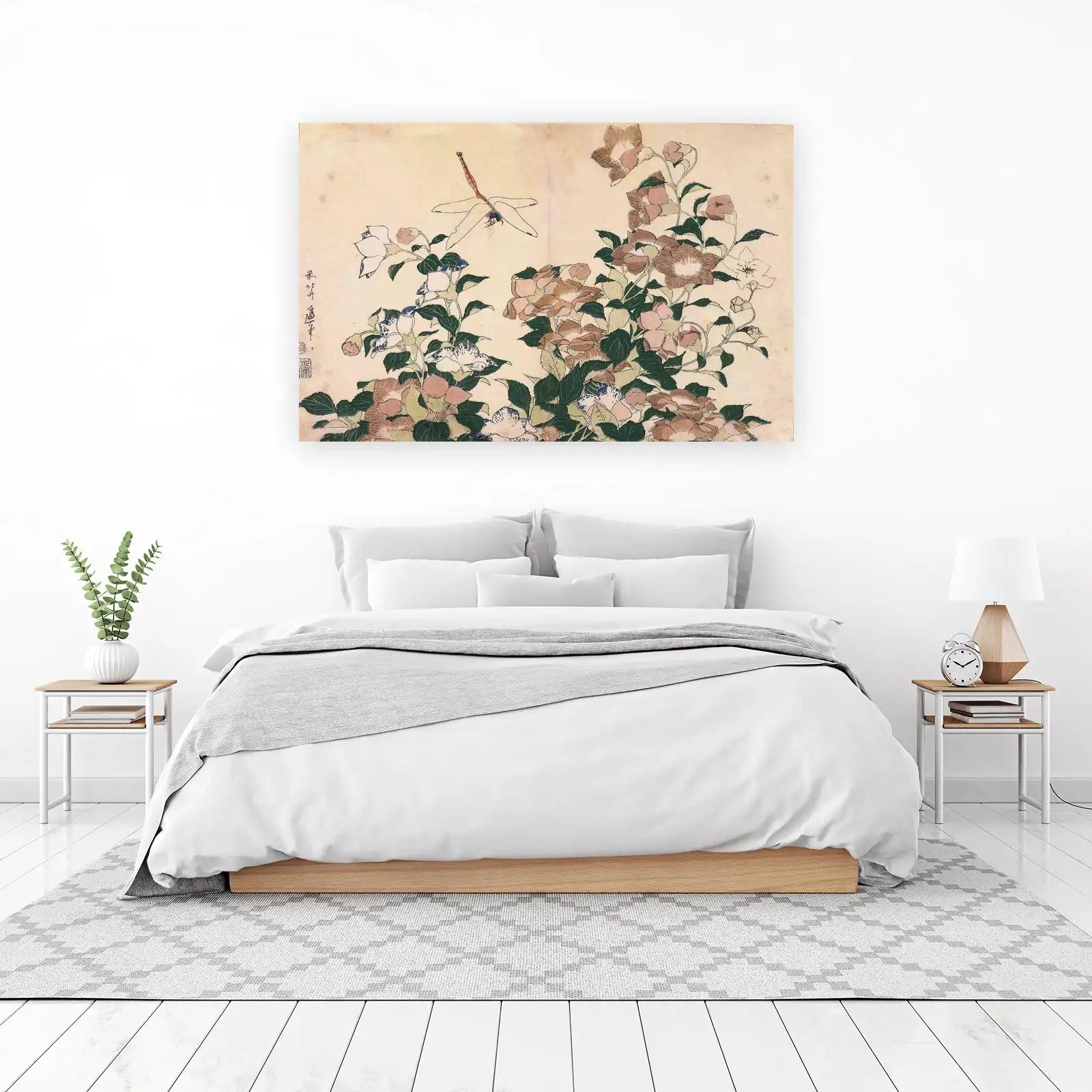 Japanese Camellias & Dragonfly Wall Art