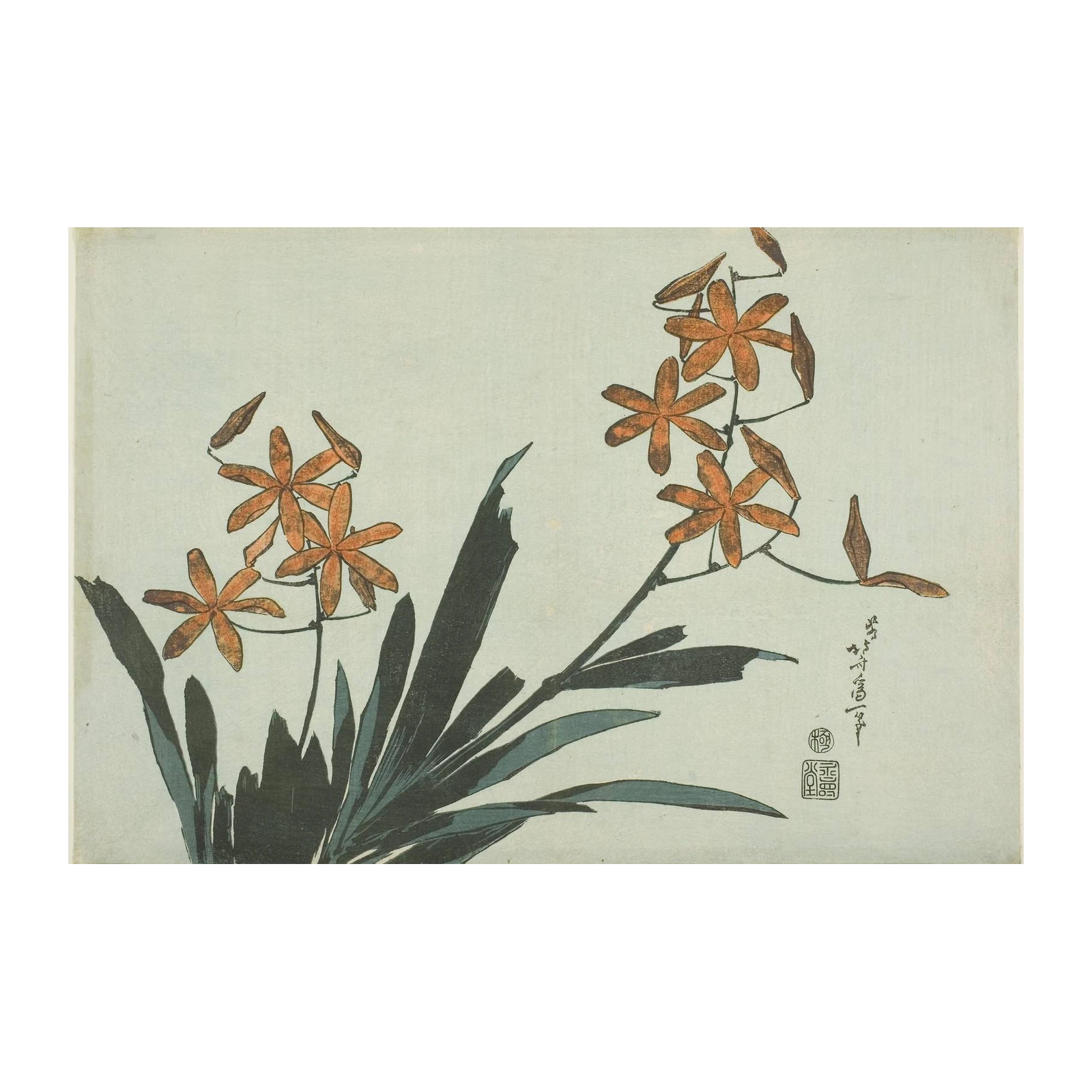 Orange Lily Japanese Art Wall Art