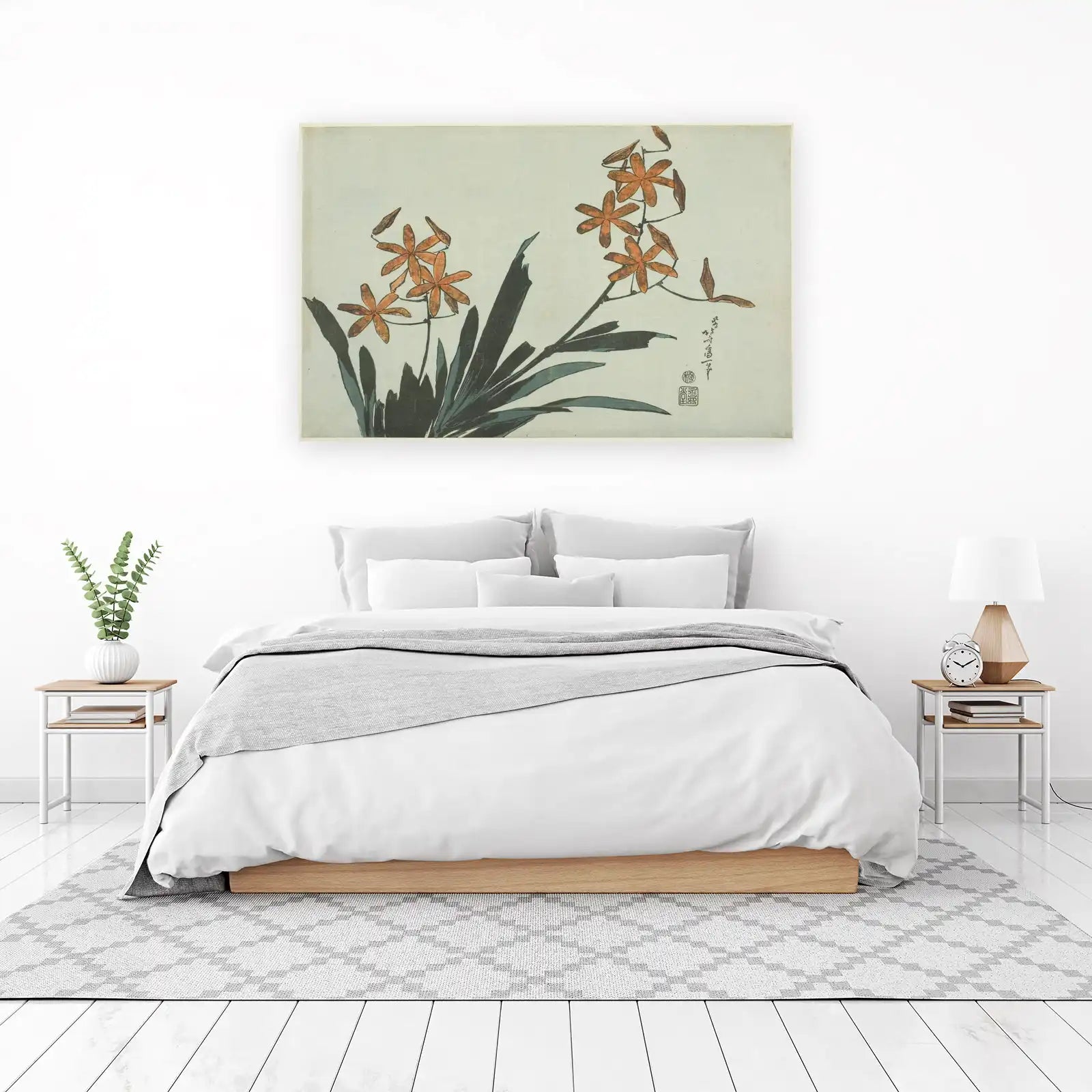 Orange Lily Japanese Art Wall Art