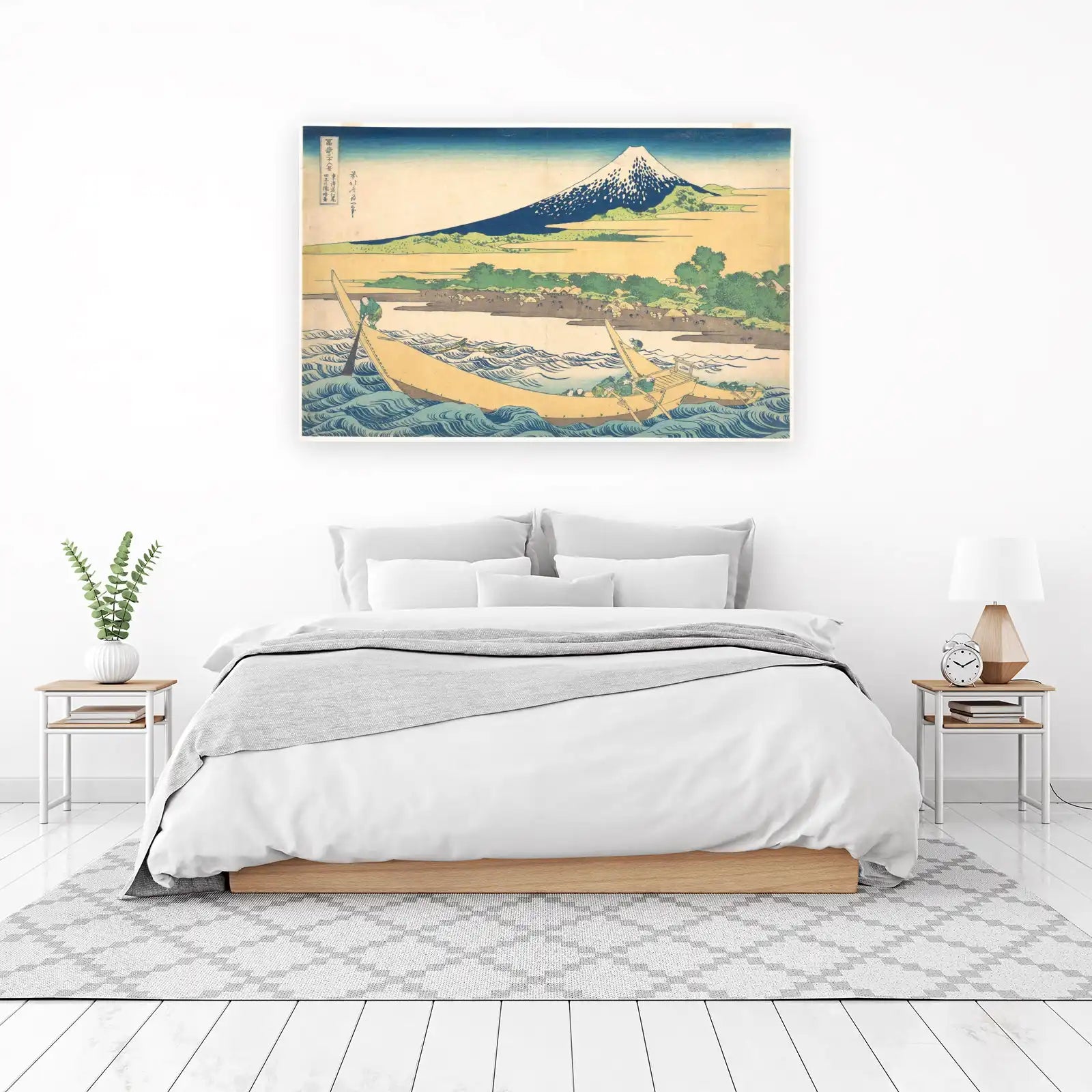 Mount Fuji River Boat Wall Art