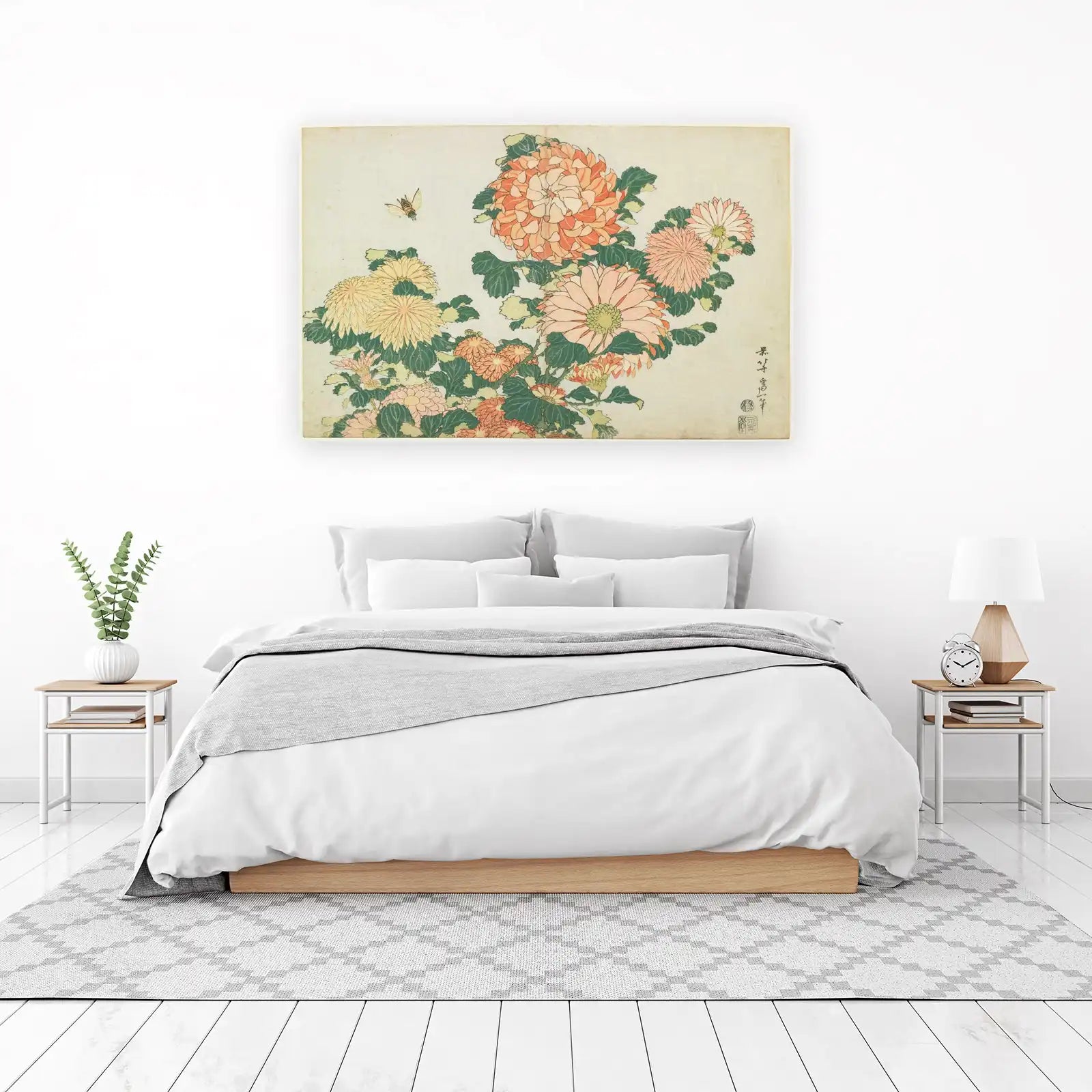 Vibrant Chrysanthemums & Bee Wall Art
