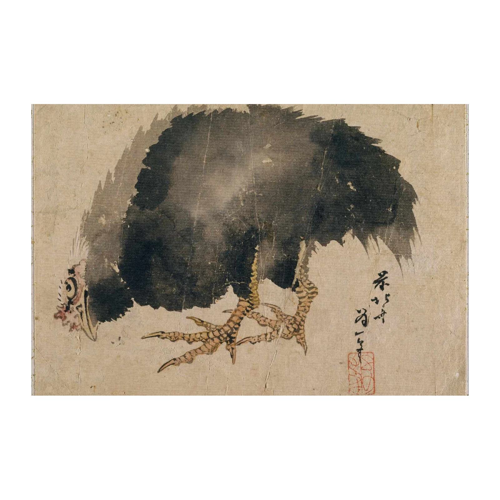 Black Rooster Vintage Japanese Art Wall Art