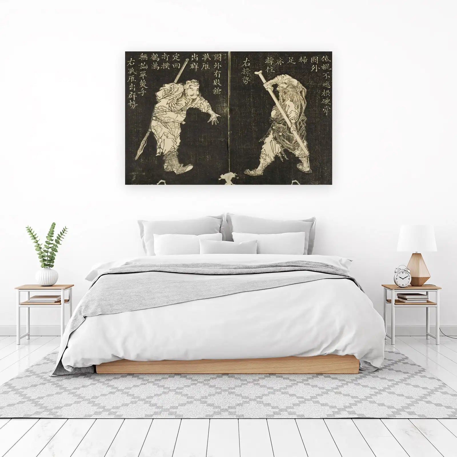 Samurai Warrior Duo Vintage Japanese Art Wall Art