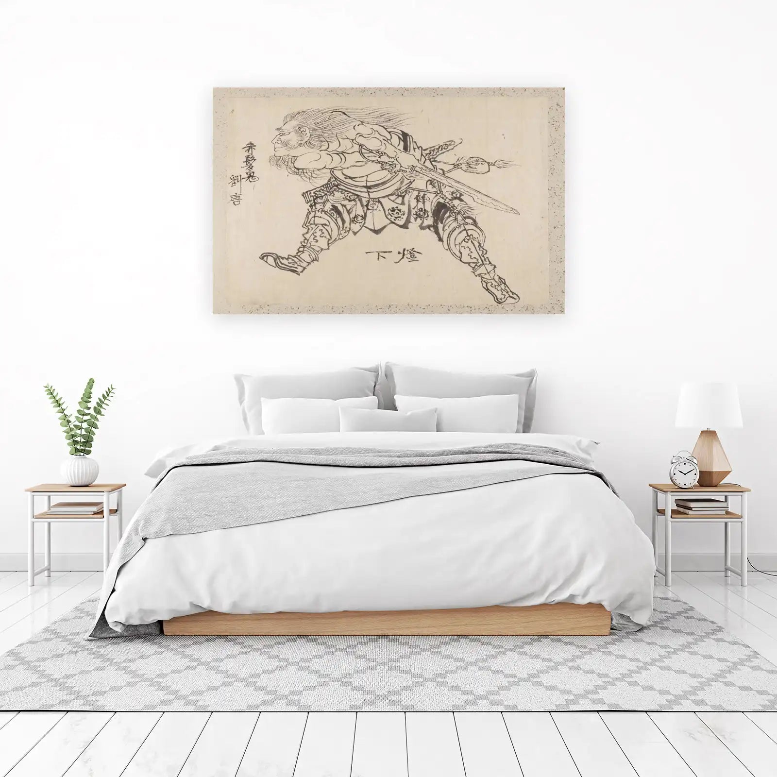 Dynamic Samurai Warrior Ink Sketch Wall Art