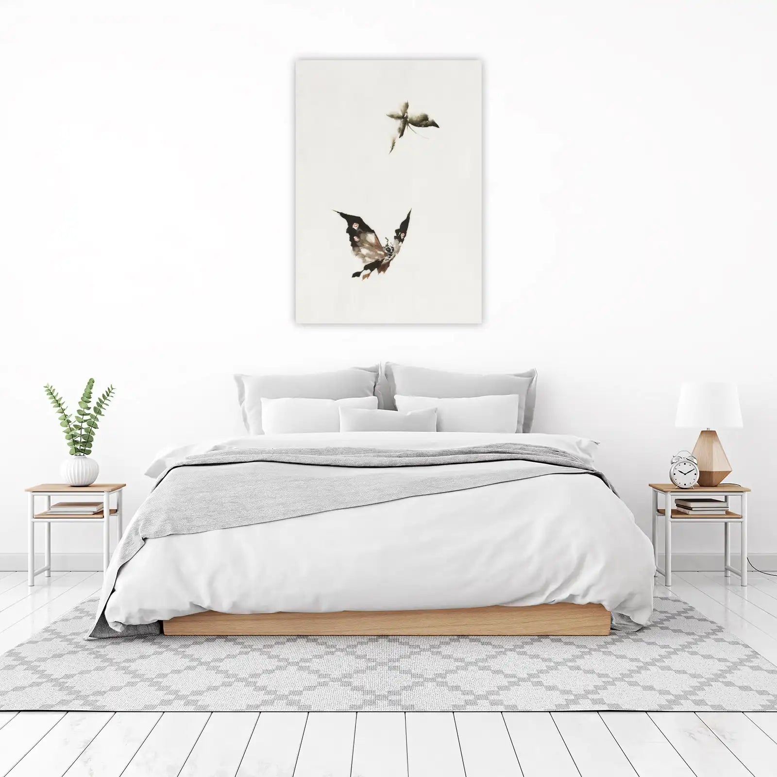 Elegant Butterfly & Flower Zen Watercolor Wall Art