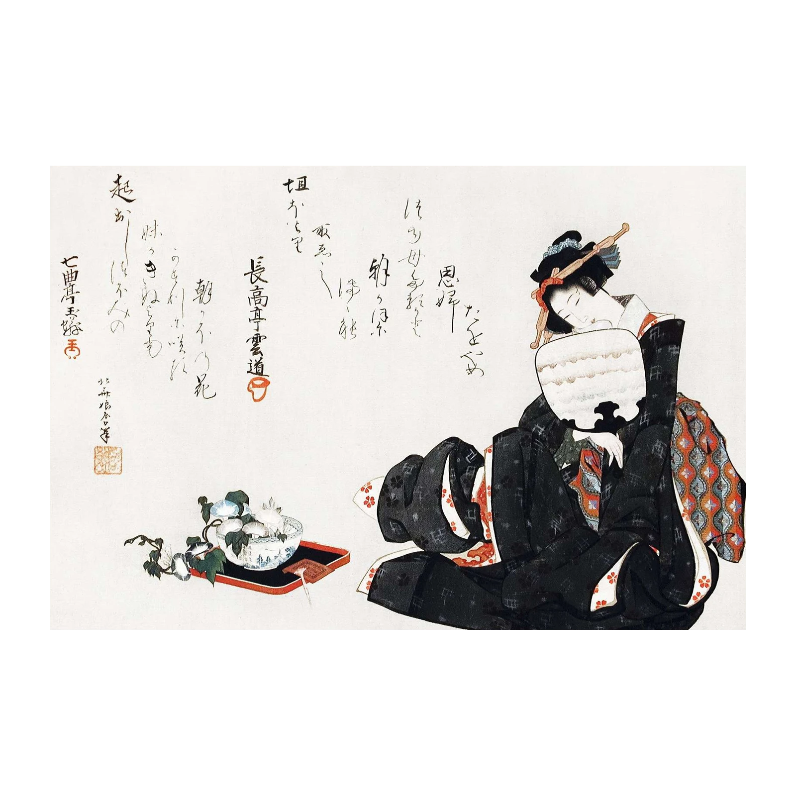 Serene Geisha Kimono Wall Art - Japanese Art