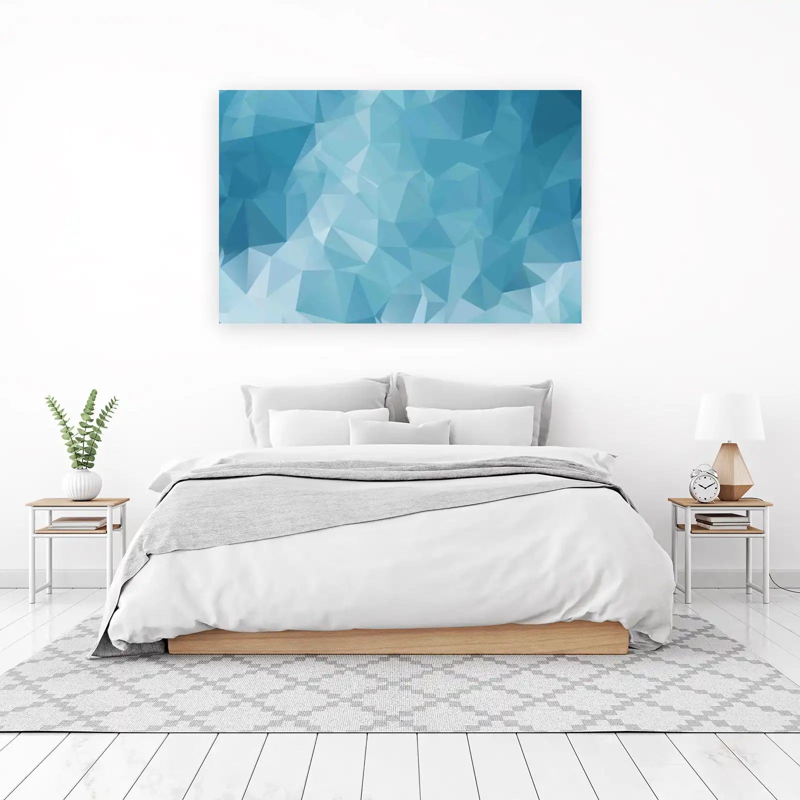 Serene Geometric Blue Abstract Wall Art