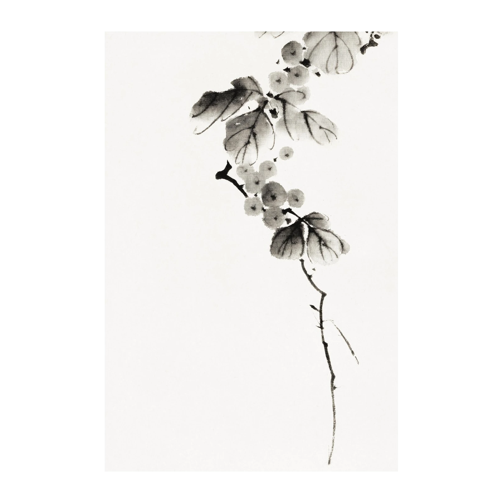 Zen Berry Branch Minimalist Art Wall Art