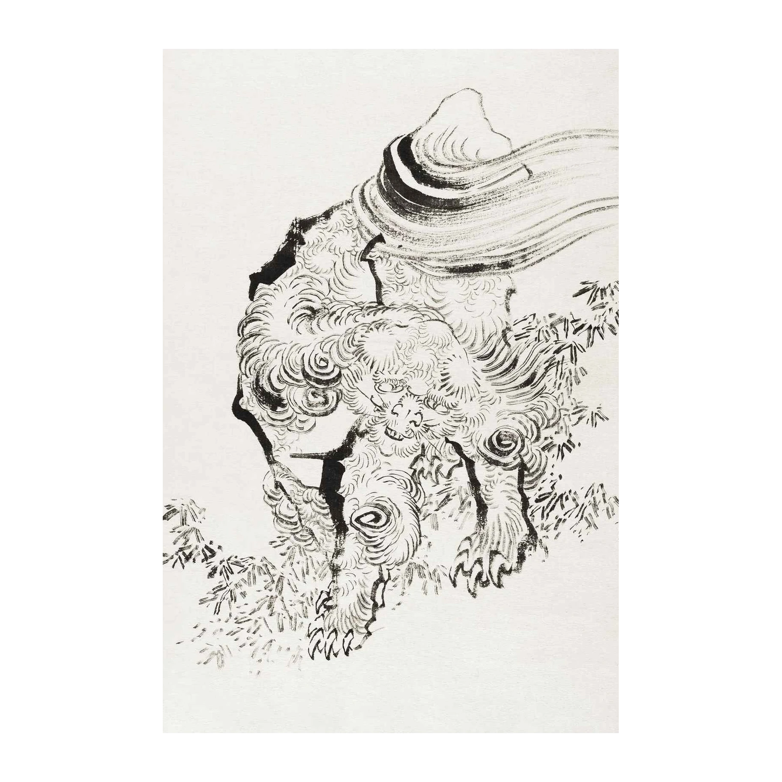 Majestic Lion Ink Brushstrokes Wall Art